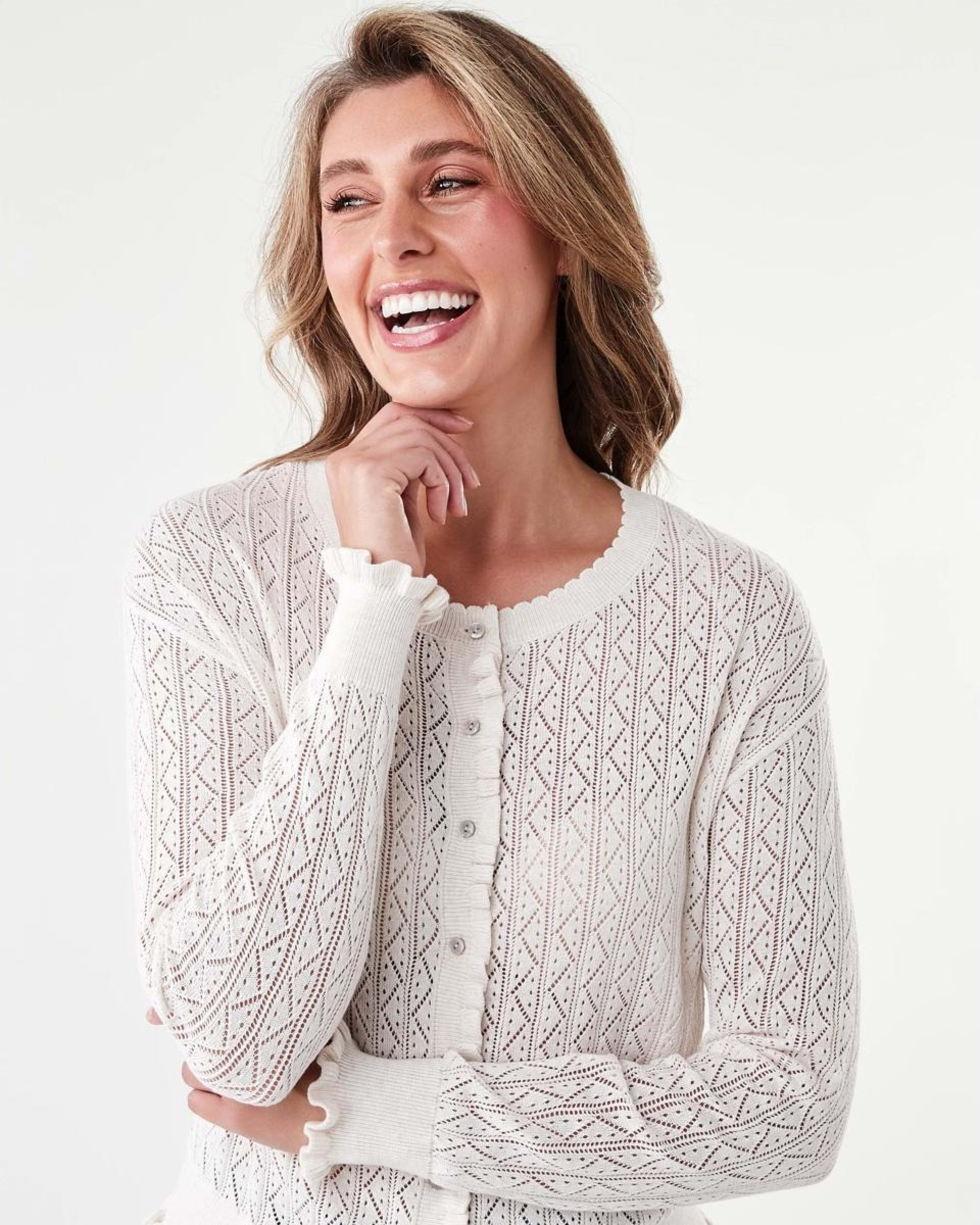 4 Pointelle Cardigan Cld White, 4 of 8