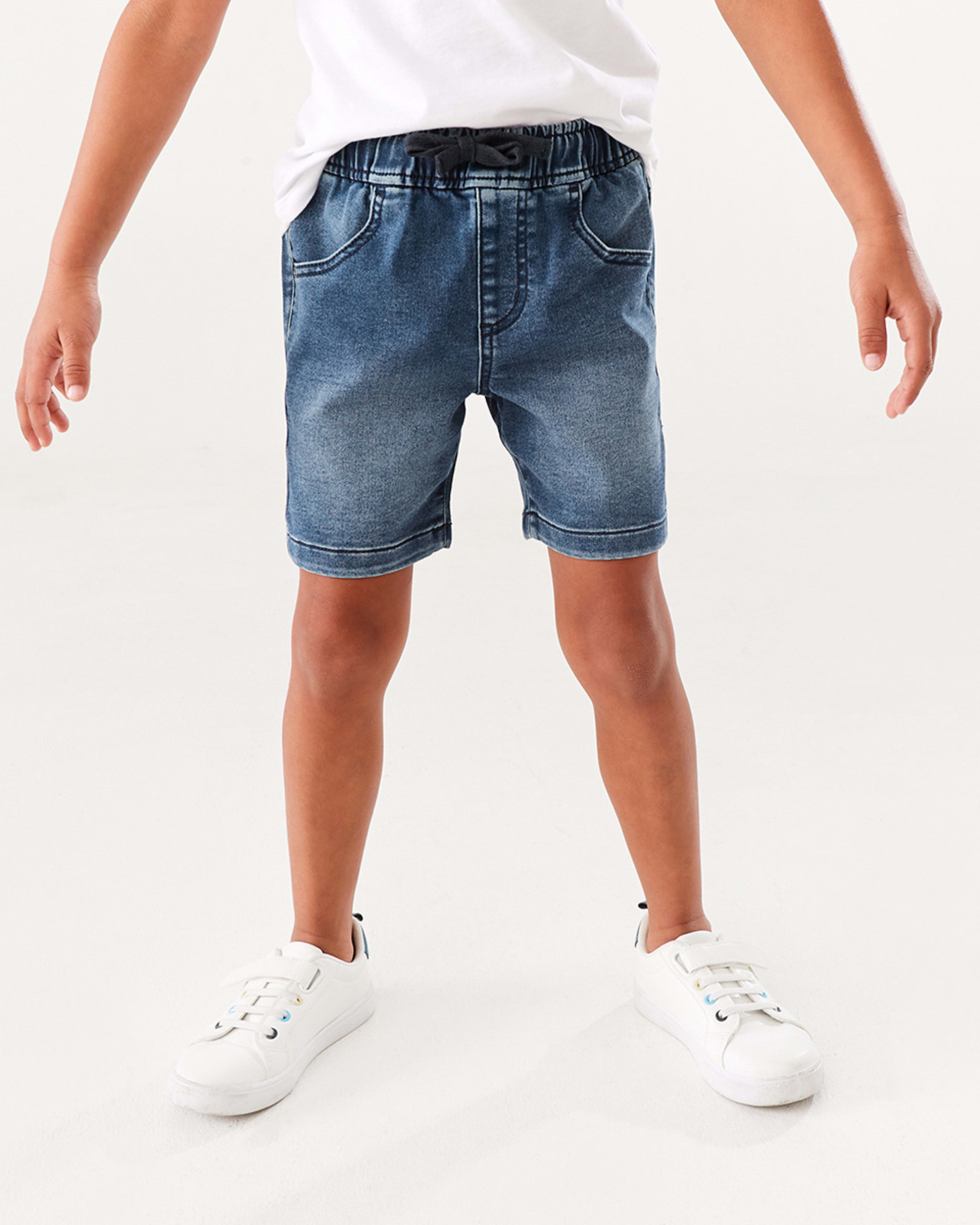 1 Knit Denim Shorts Mid Wash, 1 of 7