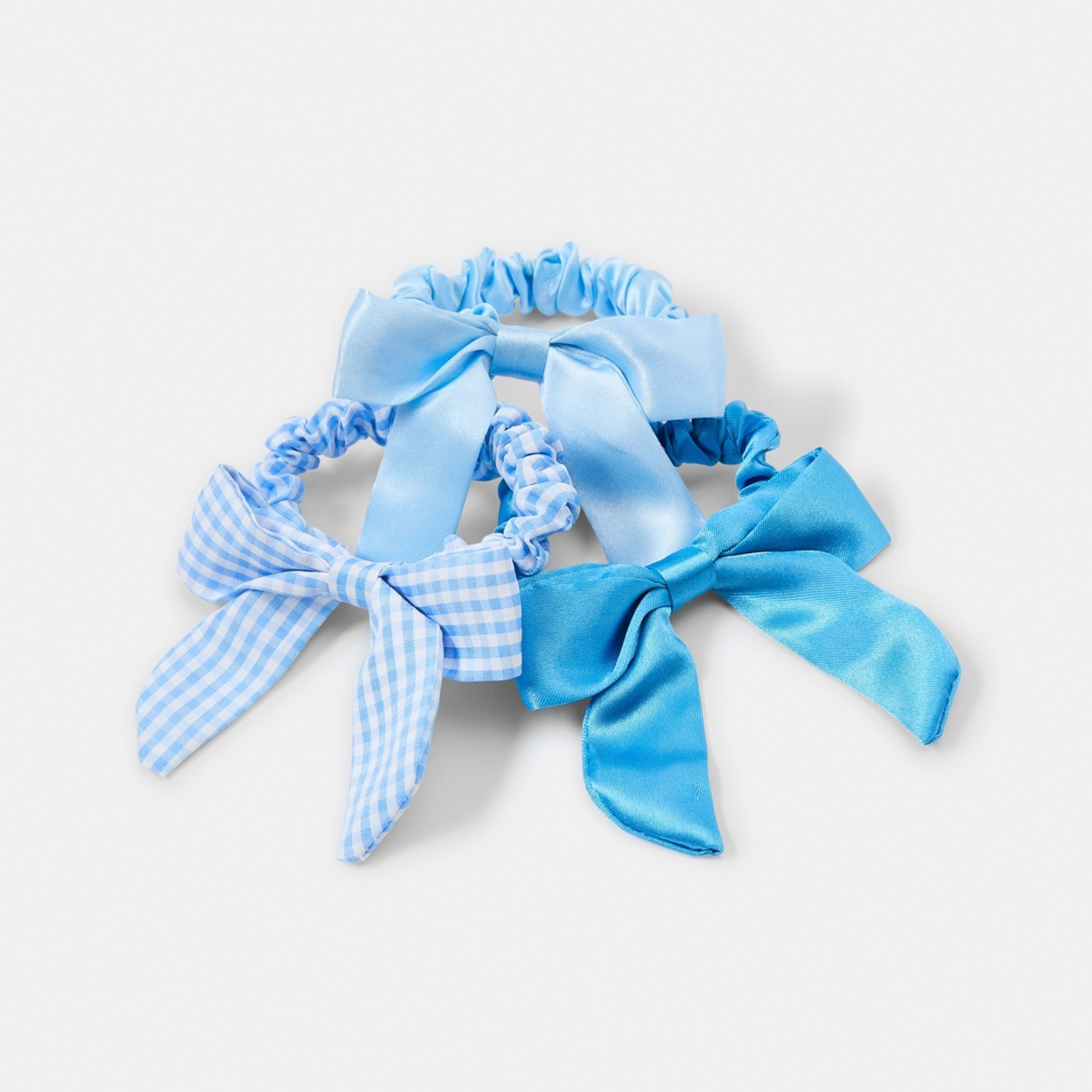 2 3 Pack Bow Hair Scrunchies - Blue, 2 of 5