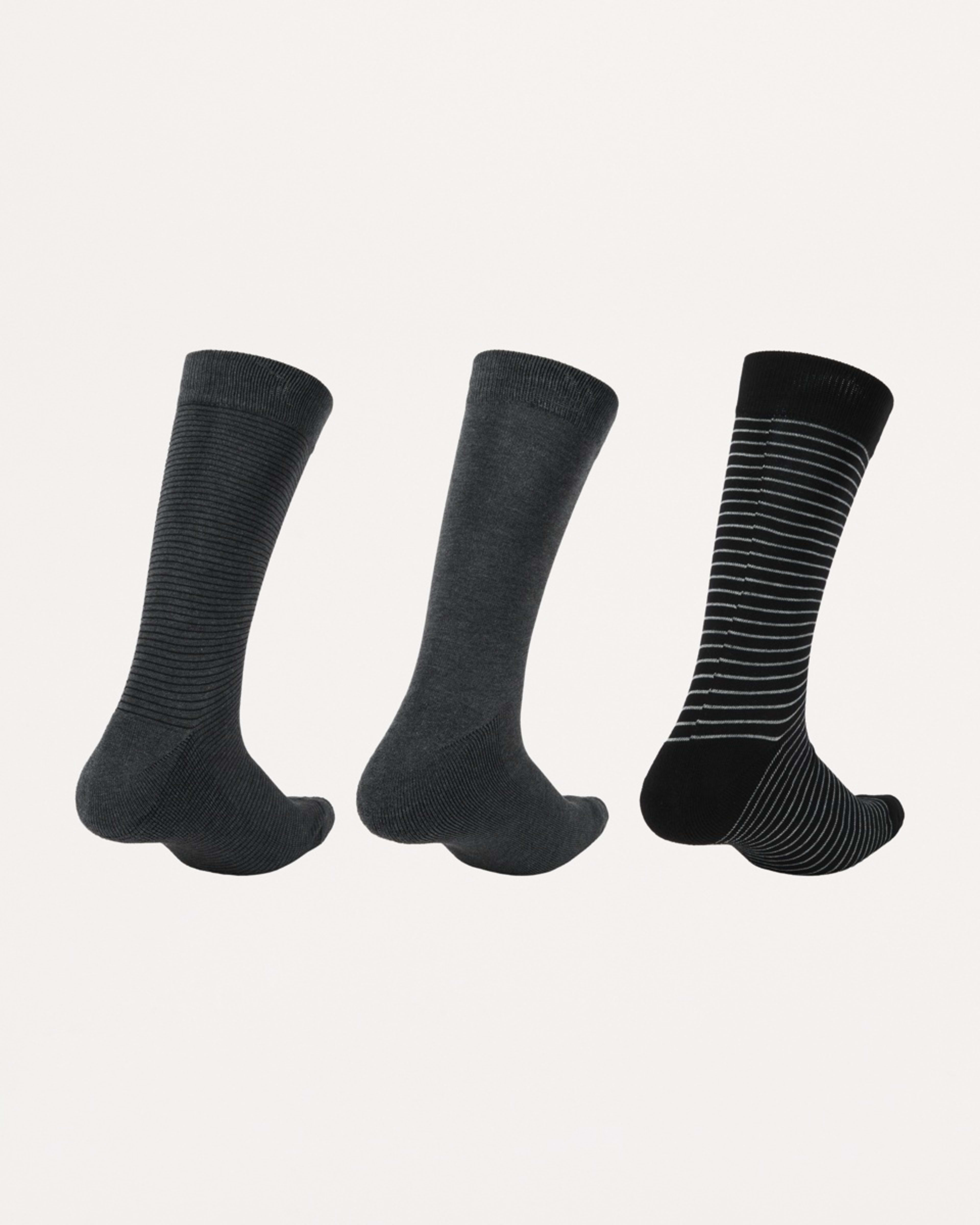 2 3 Pack Bamboo Rib Socks Gry Stripe, 2 of 3