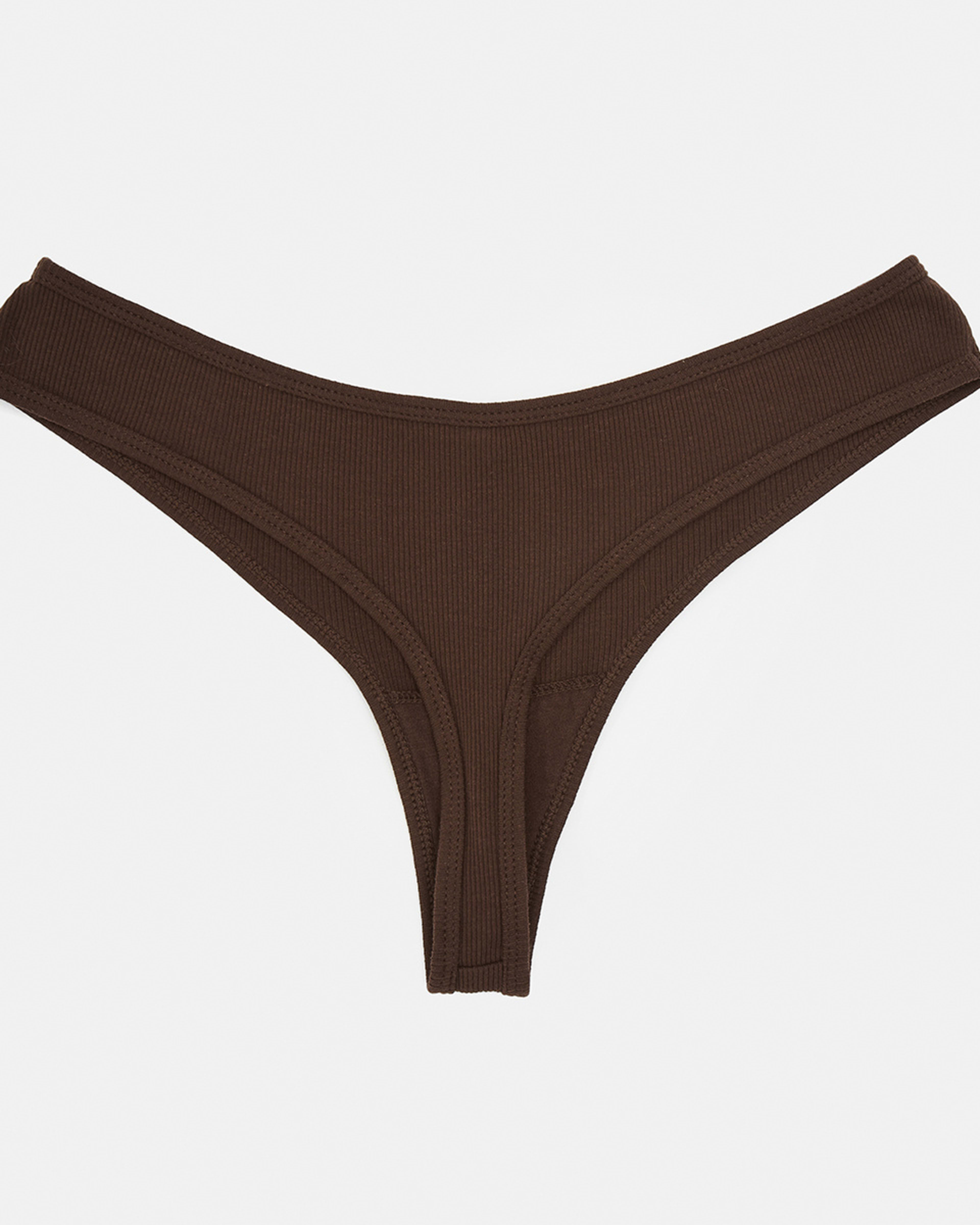 2 Ribbed G-string Briefs Fudge Brwn, 2 of 6