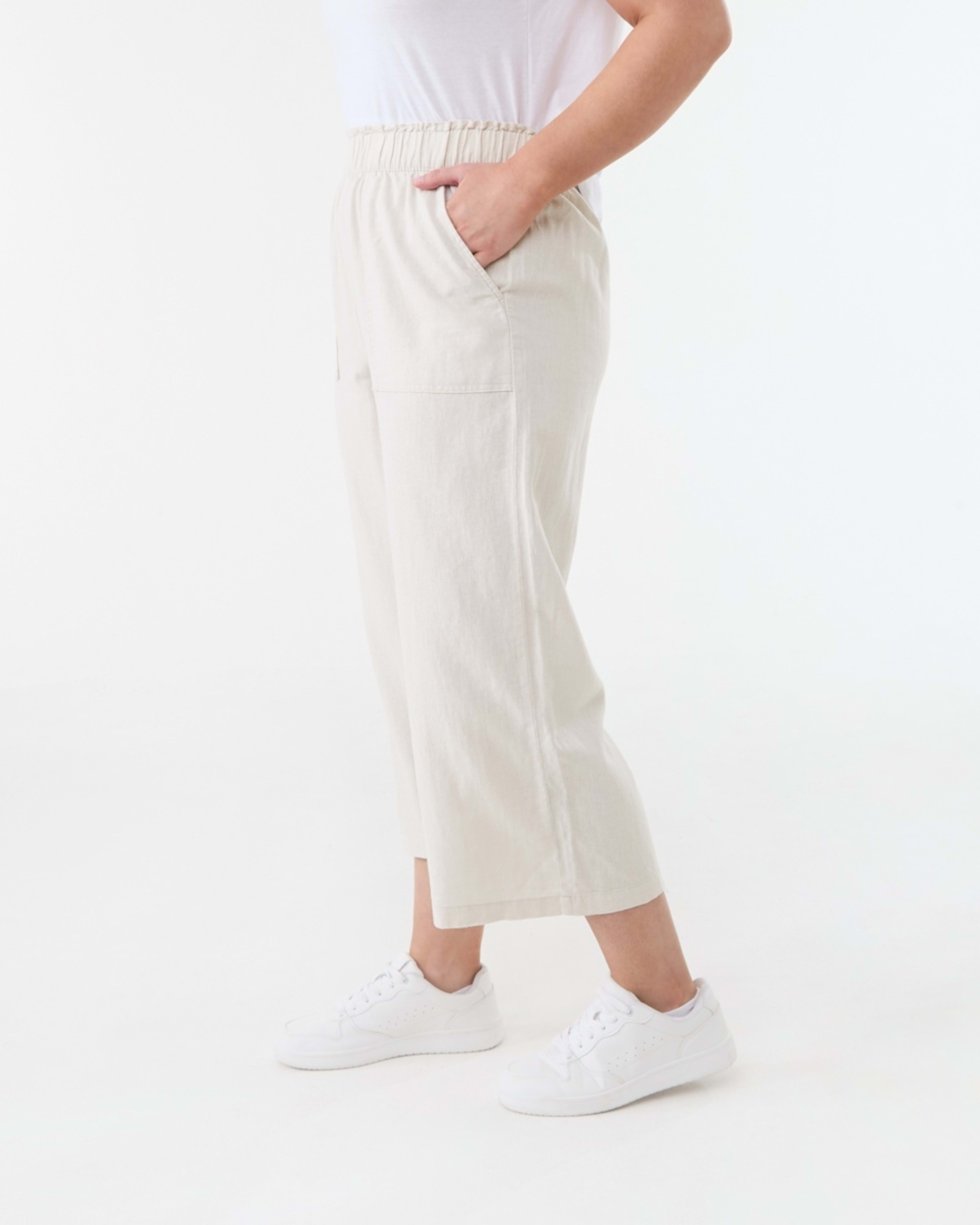 2 Linen Blend Culottes NATURAL BEIGE, 2 of 5
