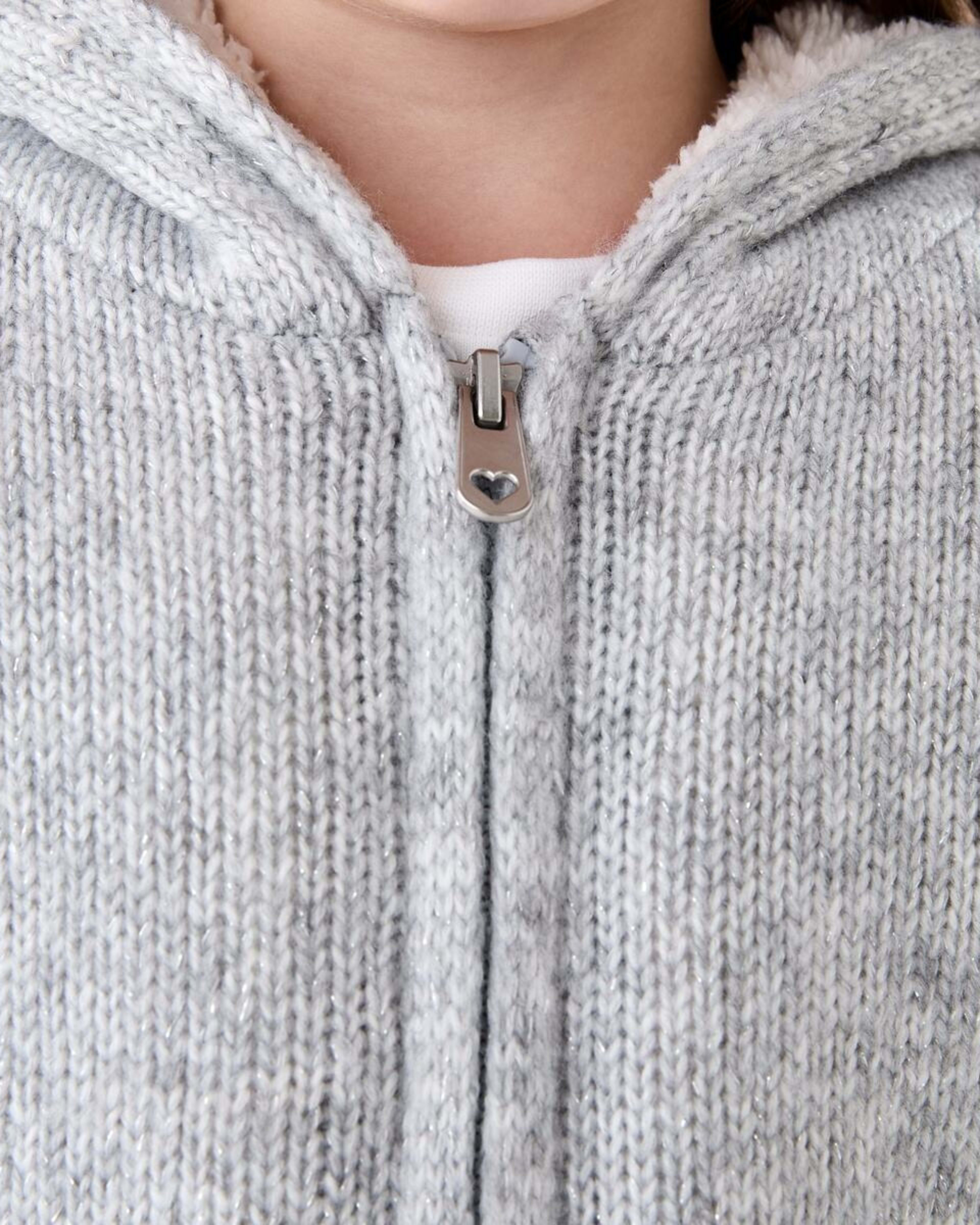 5 Sherpa Lined Cardigan Gry Lurex, 5 of 8