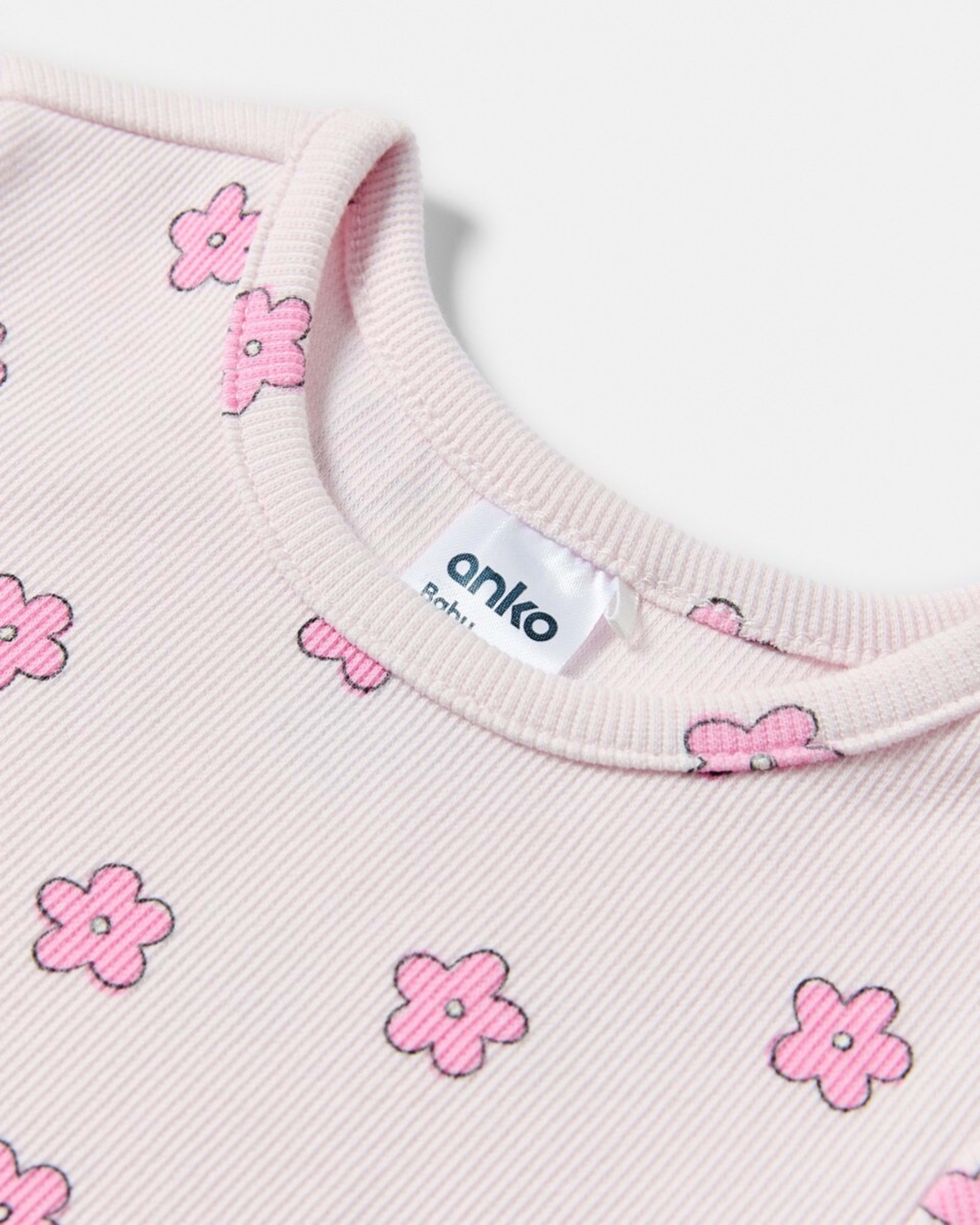 6 3 Pack Short Sleeve Ribbed T-shirt PINK DAISIES, 6 of 8