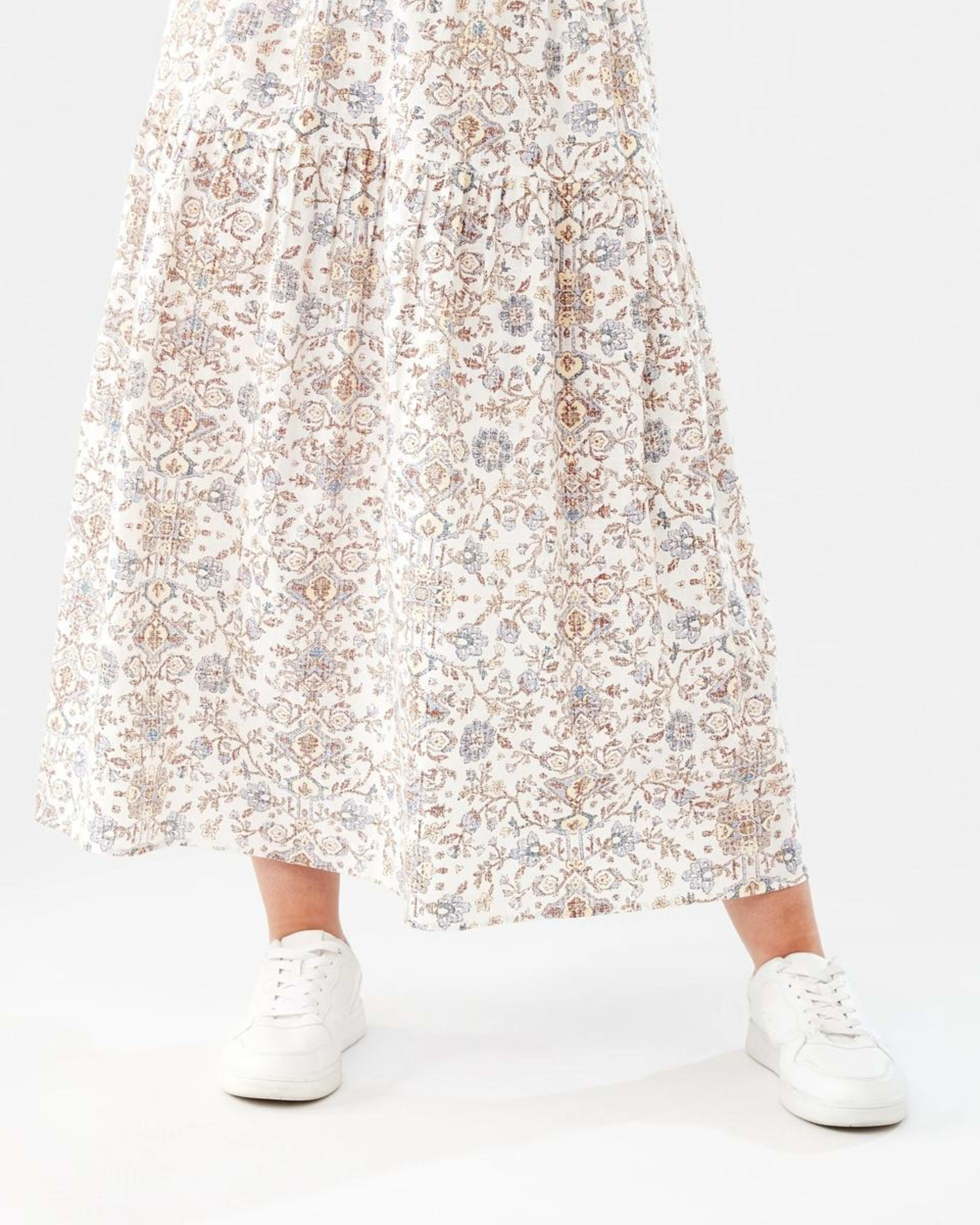 9 Short Sleeve Shirred Waist Midi Dress BOHO FLORAL BRUNI BLUE, 9 of 9