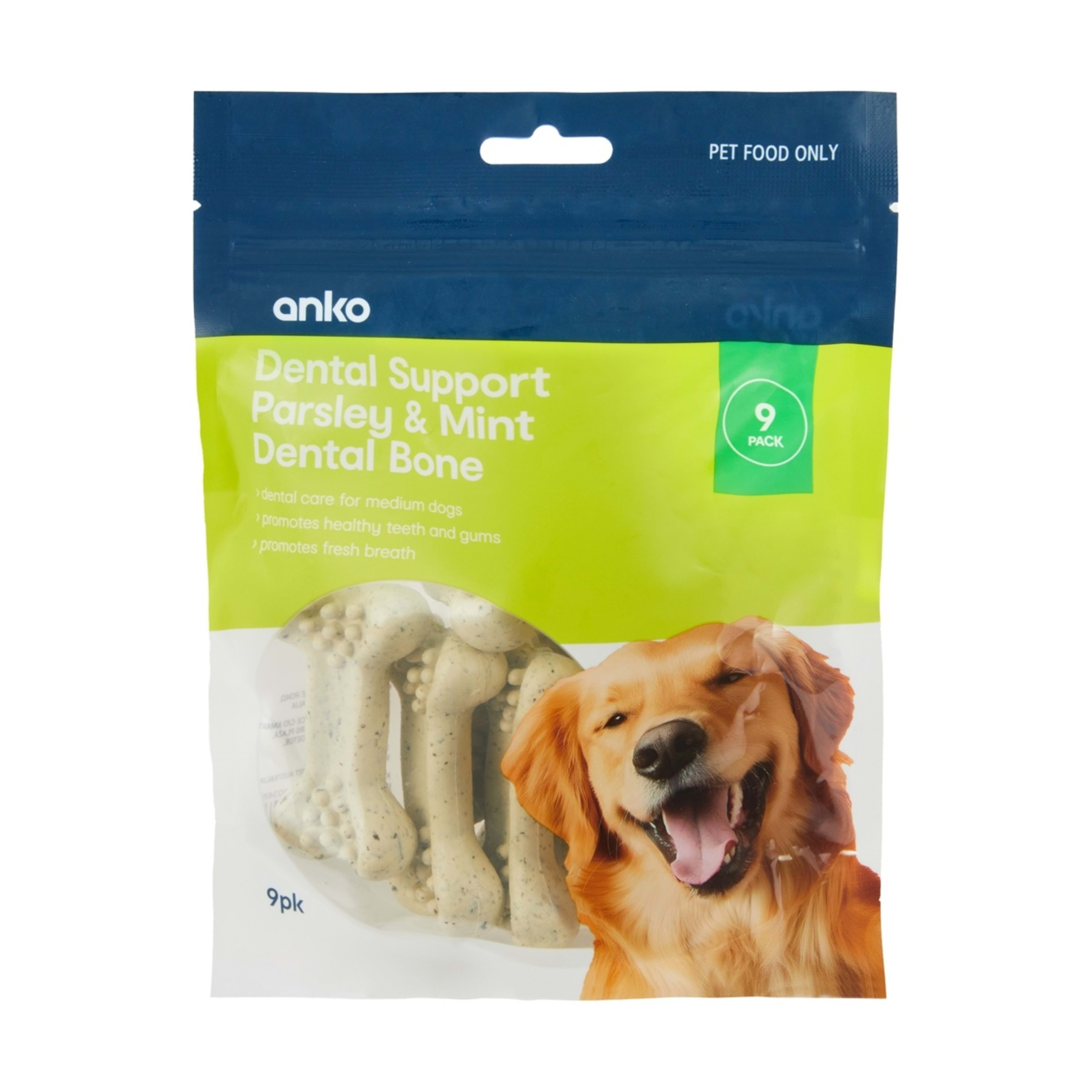1 9 Pack Pet Treat Dental Bones Parsley and Mint Medium