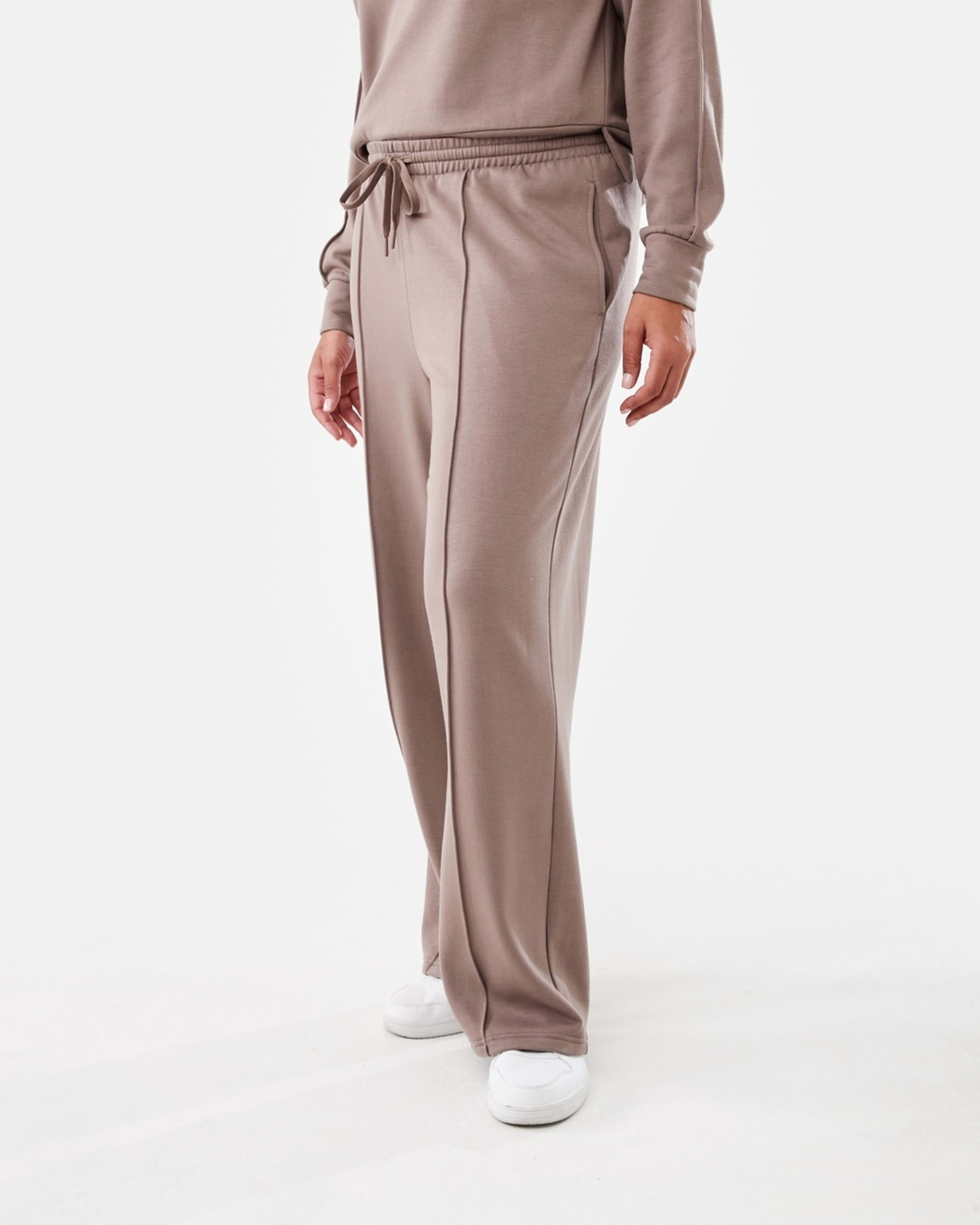 2 Soft Touch Wide Leg Trackpants Taupe Brn, 2 of 5