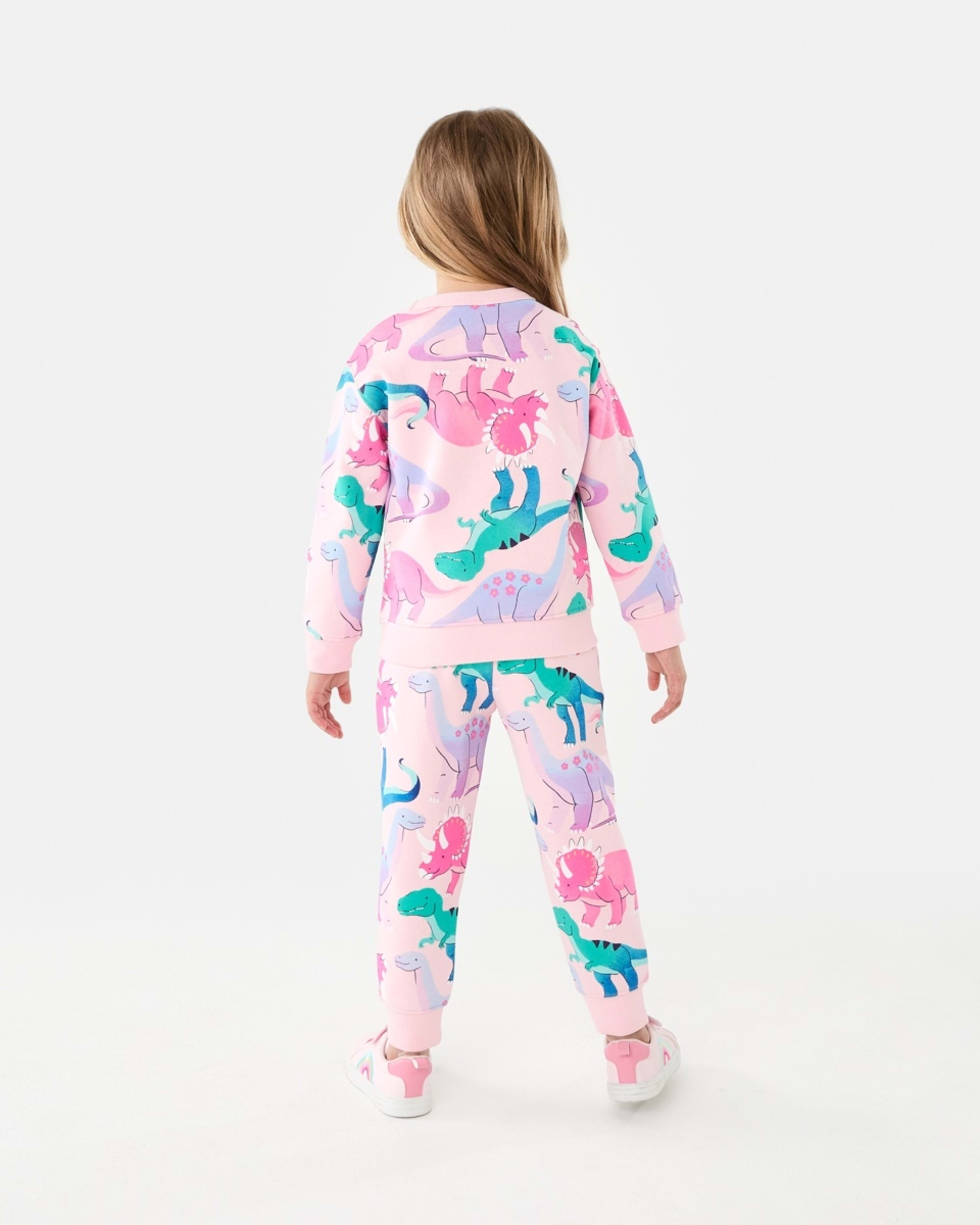 8 All Over Print Crew Neck Sweatshirt Joyful Dinos Fare Pink, 8 of 10