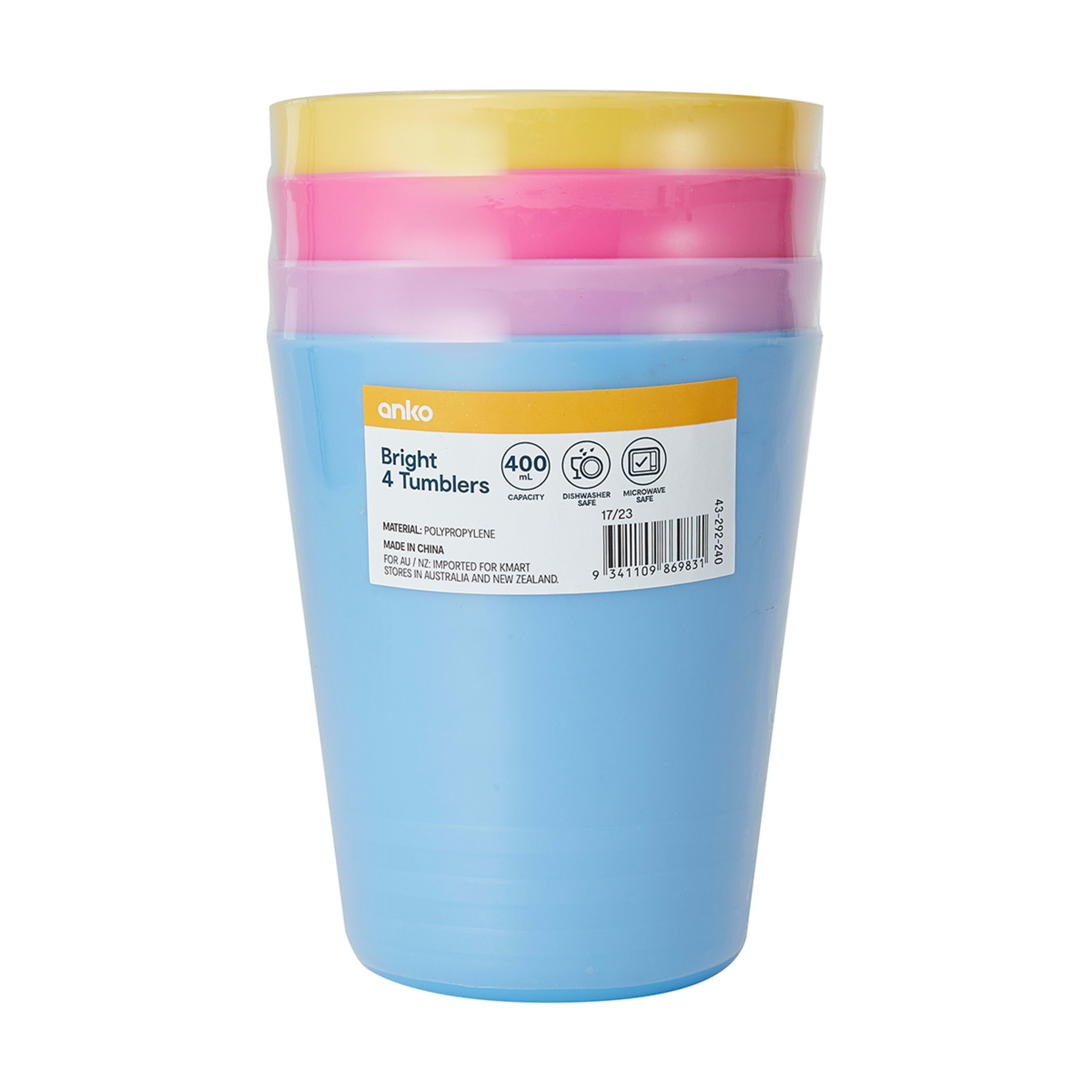 4 Bright Tumblers Kmart
