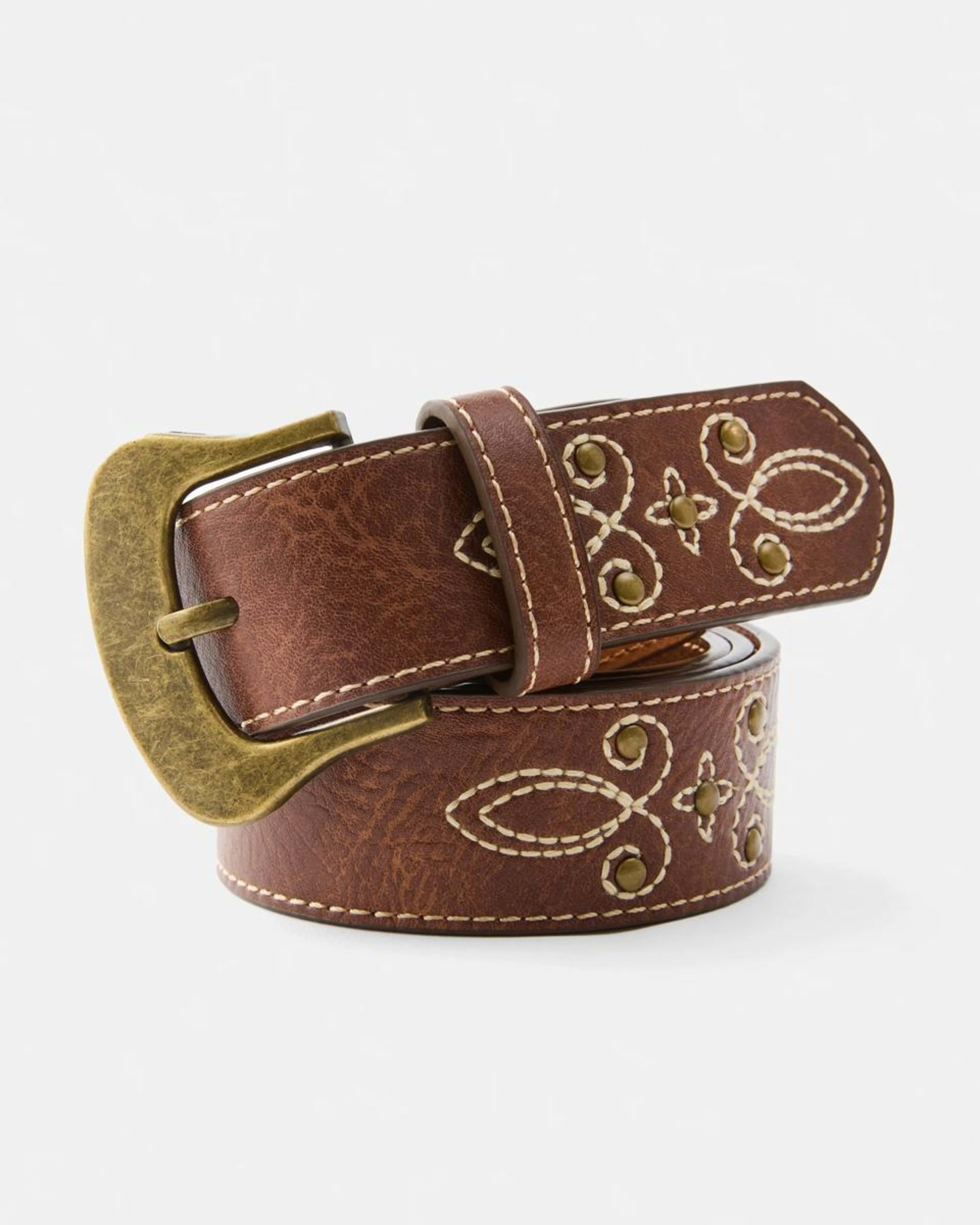 1 Embroidered Jean Belt Warm Umber, 1 of 2