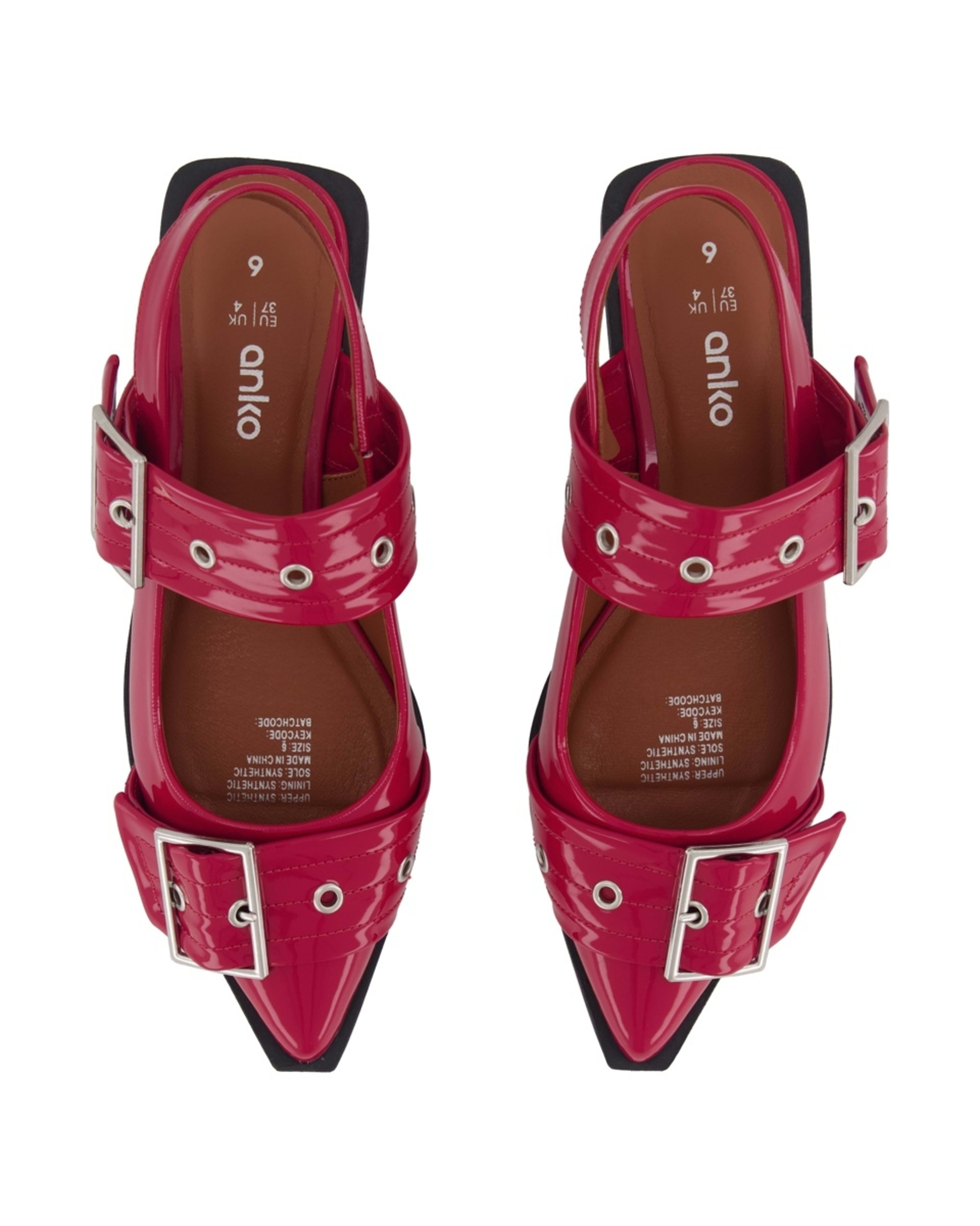 2 Buckle Slingback Ballet Flats Retro Red, 2 of 3