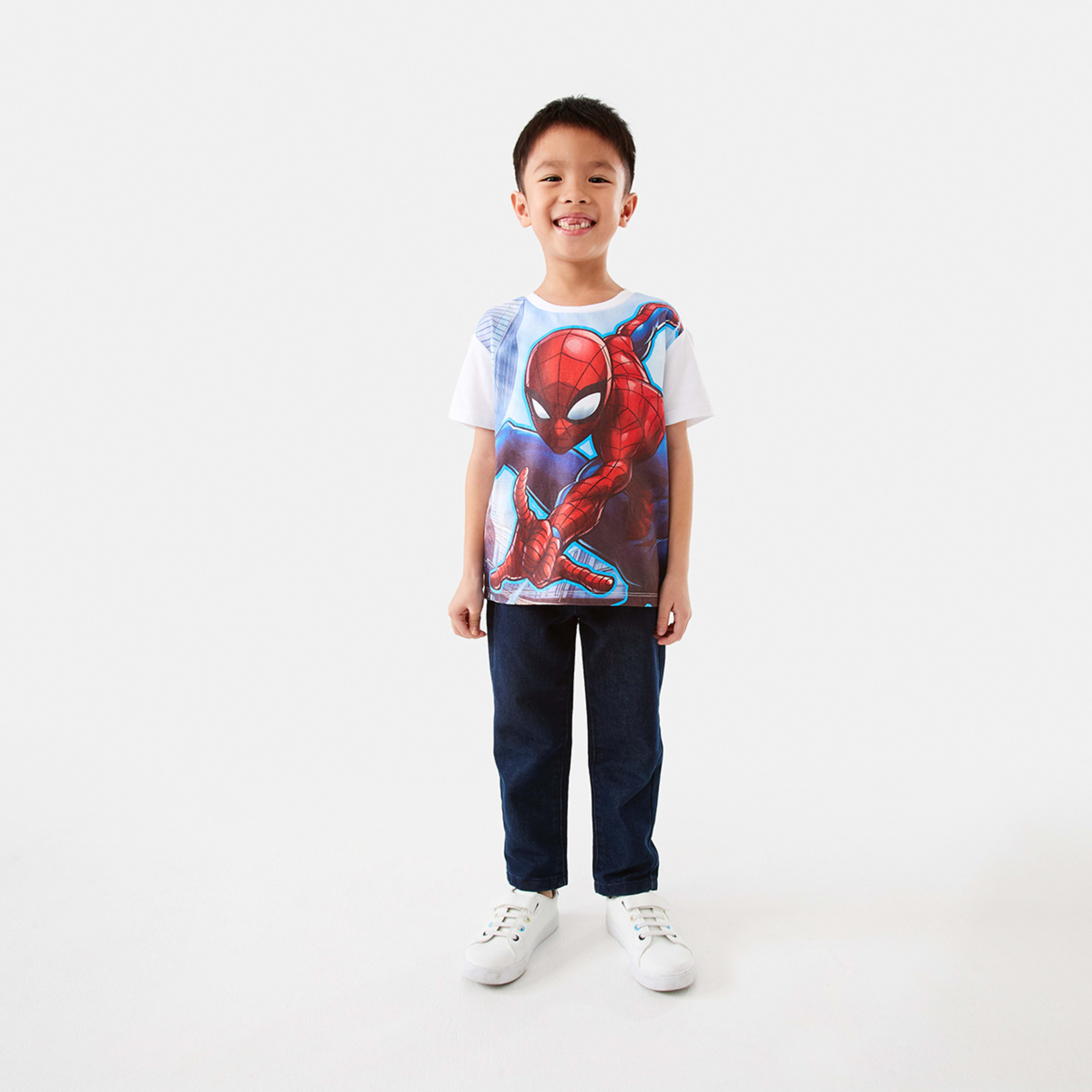 5 Spider-Man License Print T-shirt Spiderman Face Web White, 5 of 8