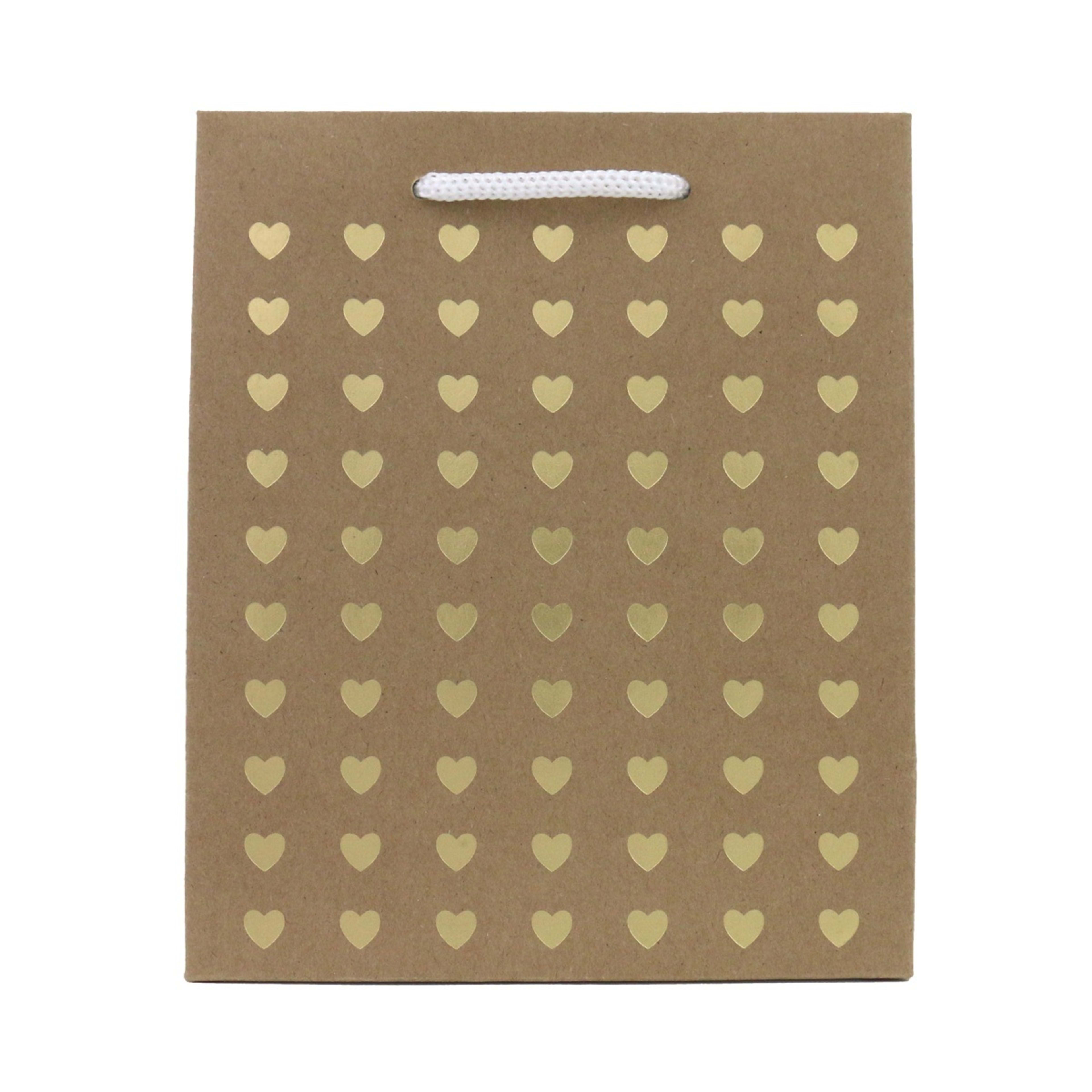 2 Hallmark Small Gift Bag - Kraft and Gold Hearts, 2 of 3