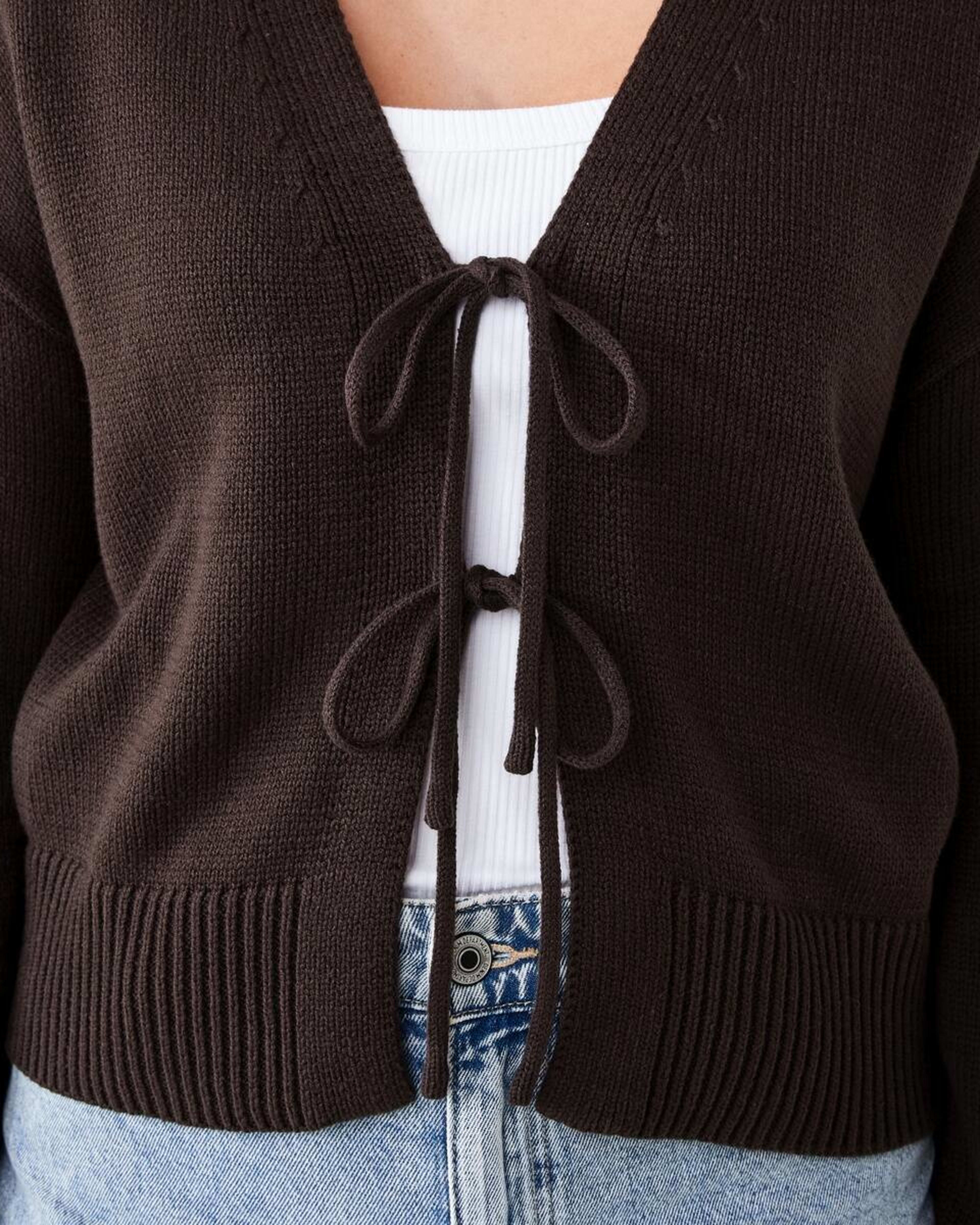 5 Tie Front Cardigan MELTED CHOCOLATE, 5 of 5