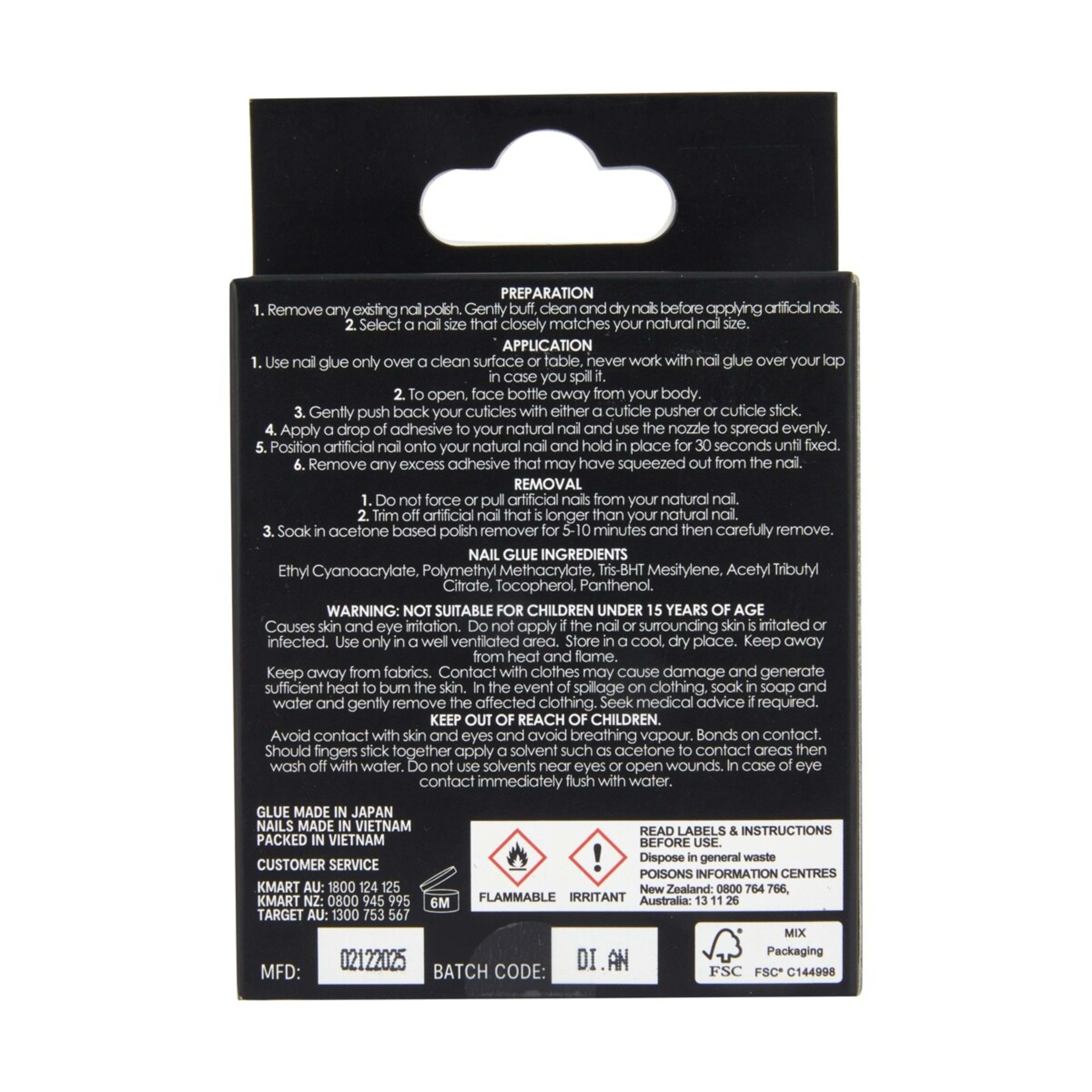 2 OXX Cosmetics 24 Pack Artificial Nails with Adhesive - Almond Shape, Brown, 2 of 5