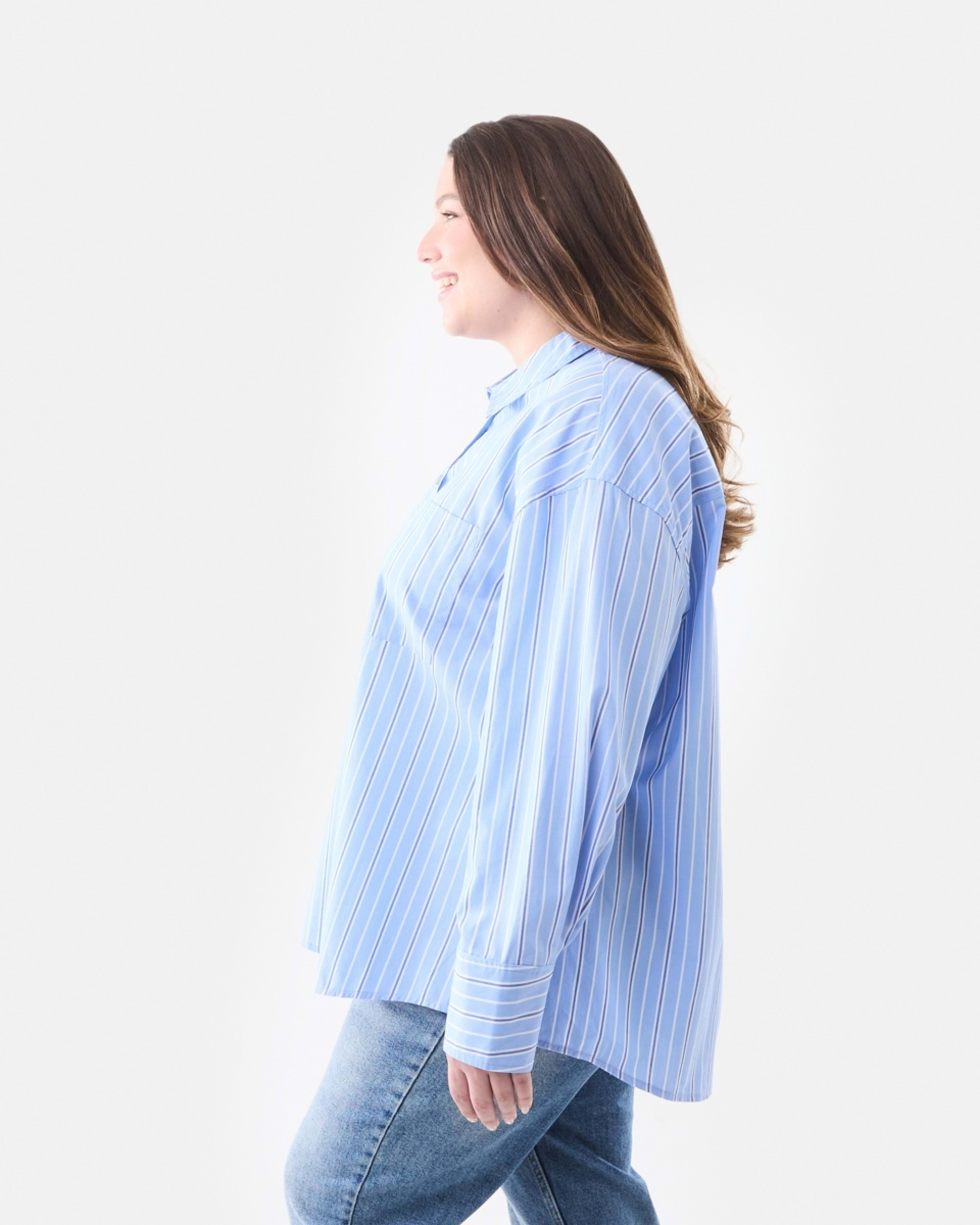 2 Curve Long Sleeve Boyfriend Shirt BLUE STRIPE BLUE MARINE, 2 of 5