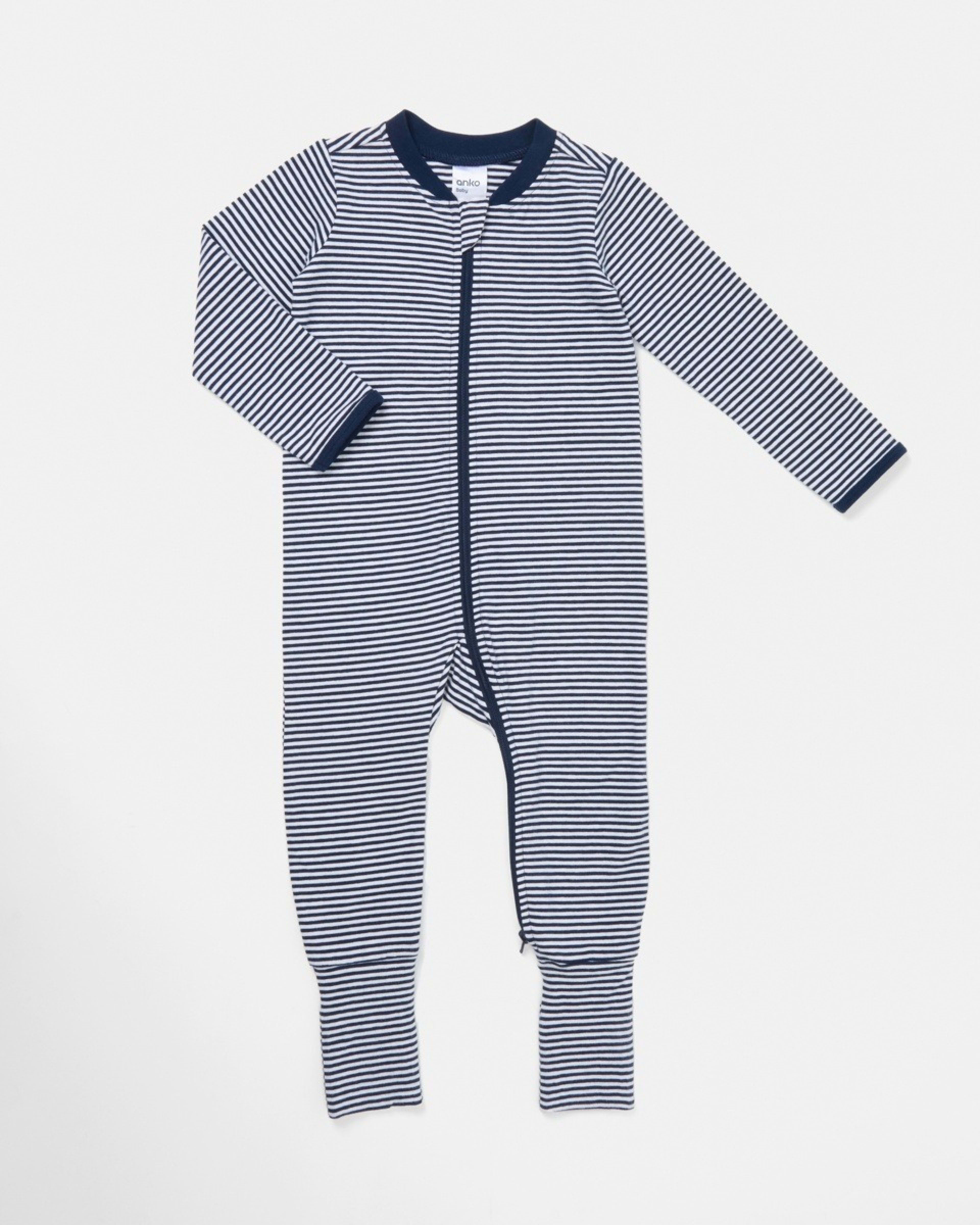 1 Turn Cuff Coverall Nvy Stripe