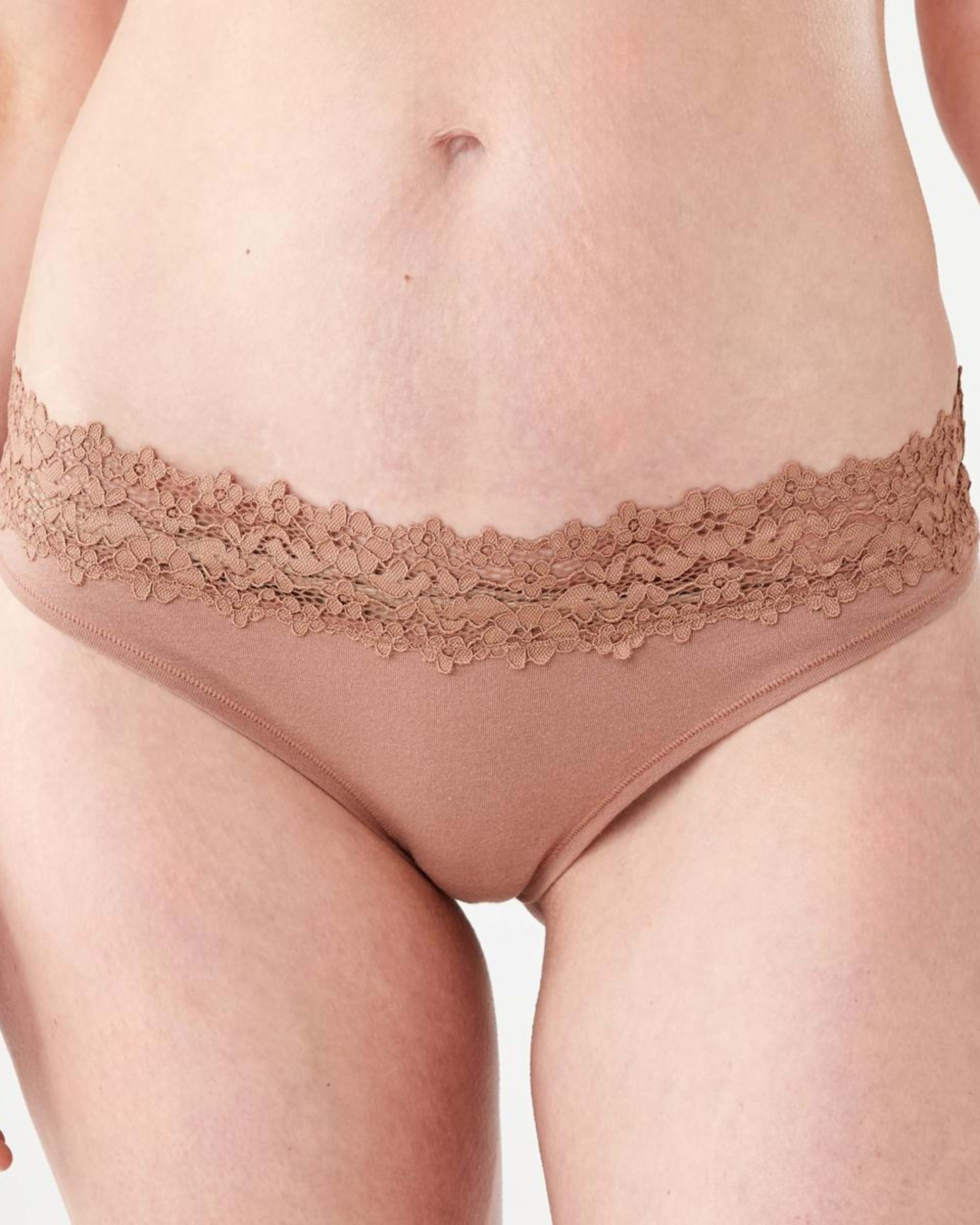5 3 Pack Cotton Lace Tanga Briefs BLACK, SOFT CLAY, HYDRANGEA, 5 of 8
