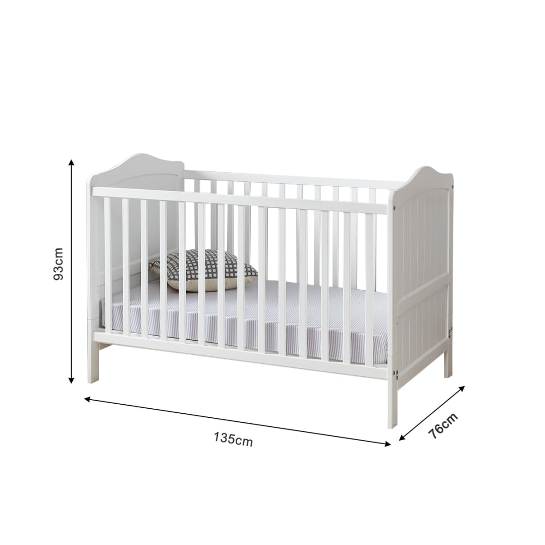 2in1 Wooden Cot White Kmart