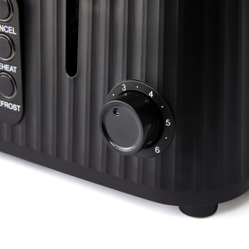 4 Slice Fluted Toaster Black Kmart