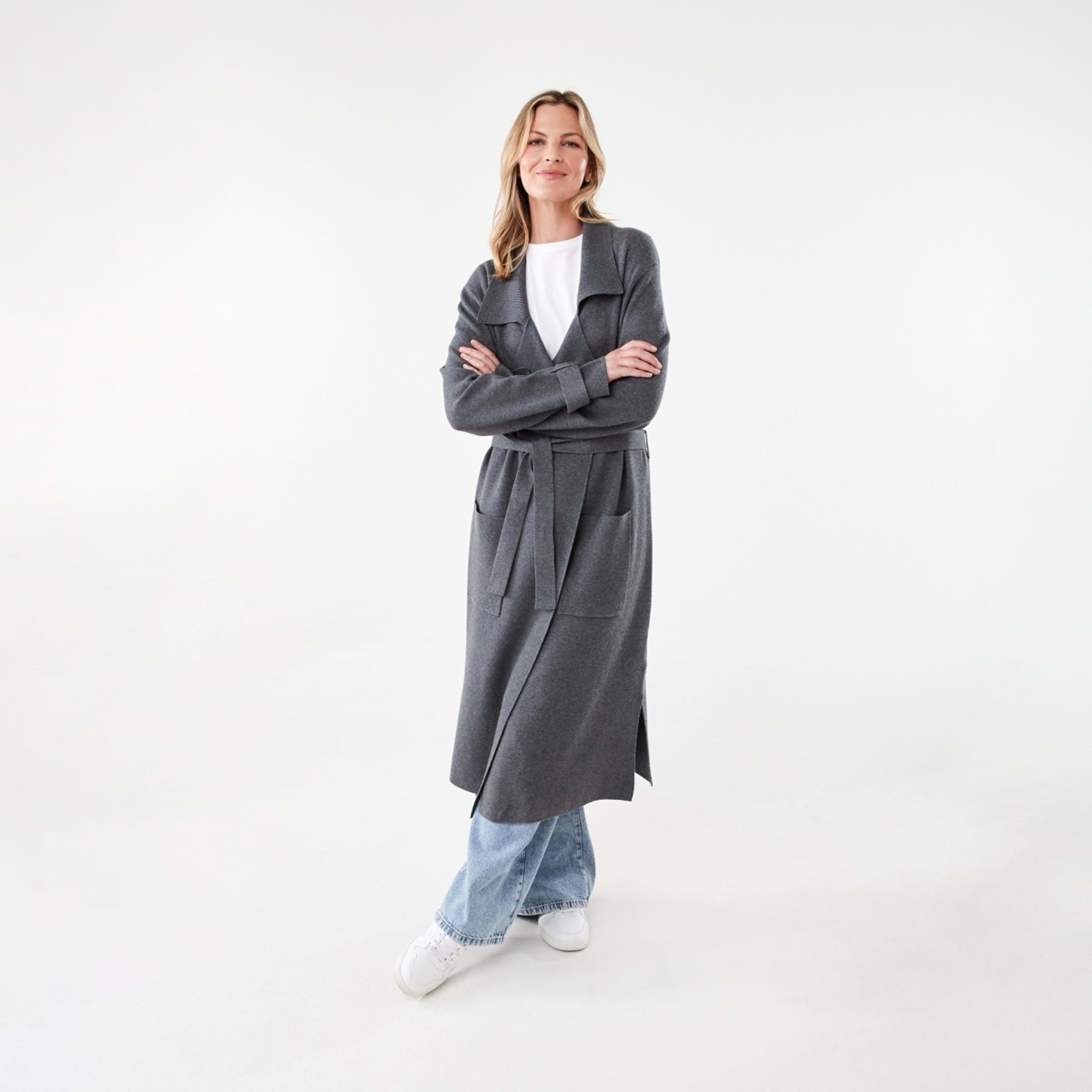 2 Trench Coatigan Gry Chmrle, 2 of 8