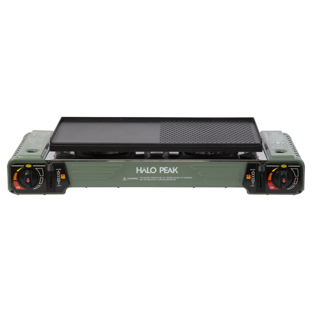 Halo Peak Butane Twin Burner Stove with Hotplate Kmart