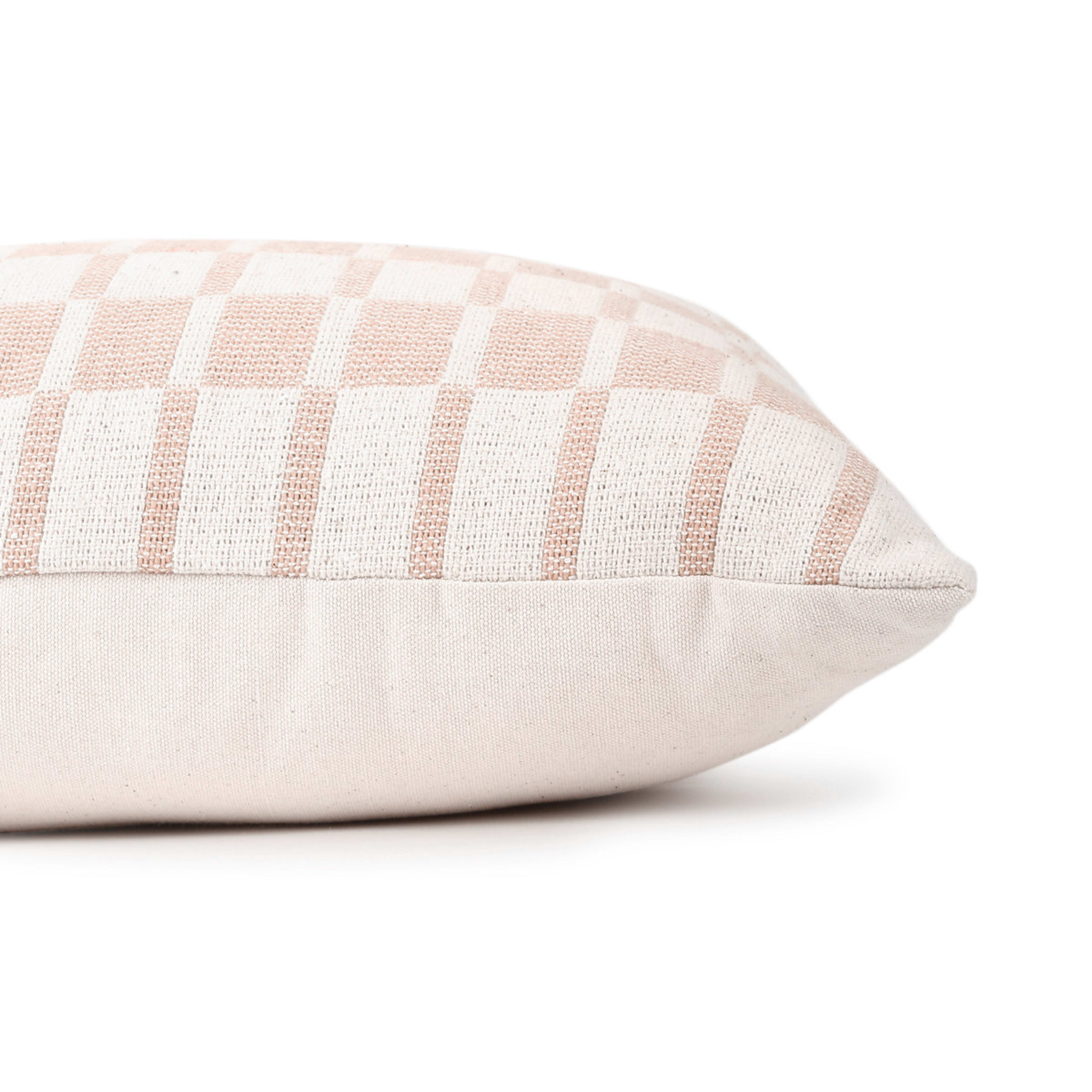 2 43cm Woven Check Cushion - Pink and Natural, 2 of 4