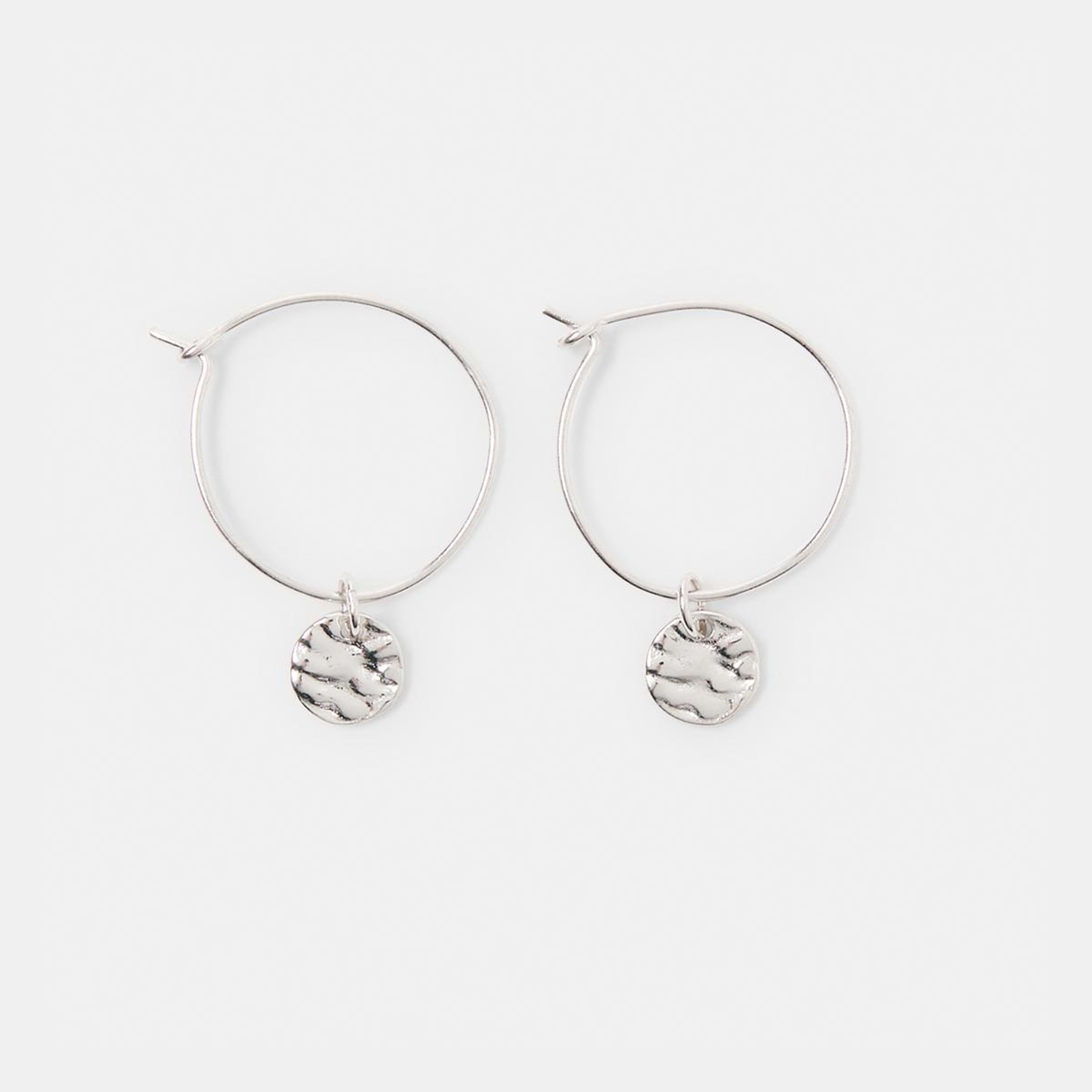 1 Sterling Silver Crinkle Hoop Earrings Silver, 1 of 4