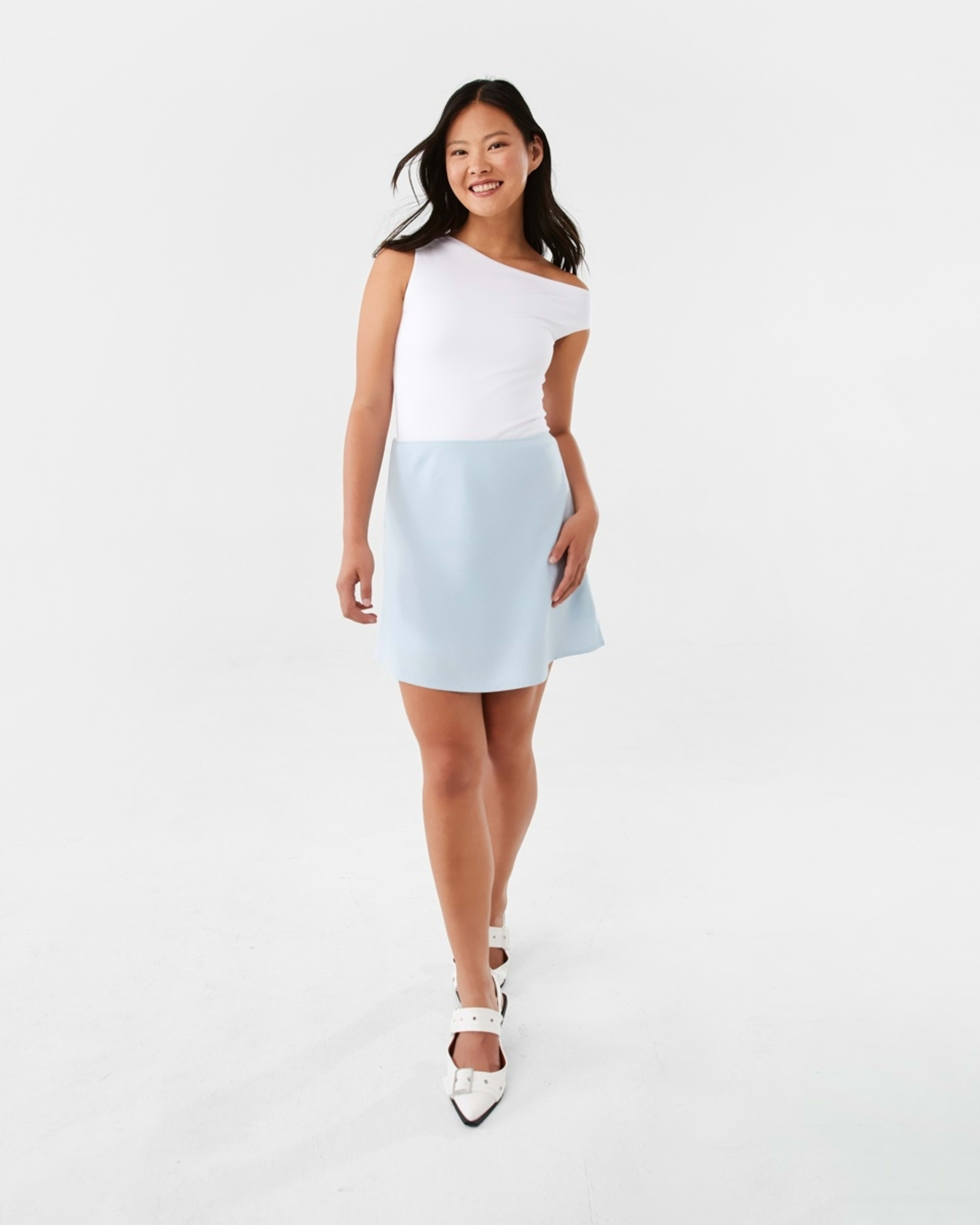 2 Short Sleeve One Shoulder Top White, 2 of 6