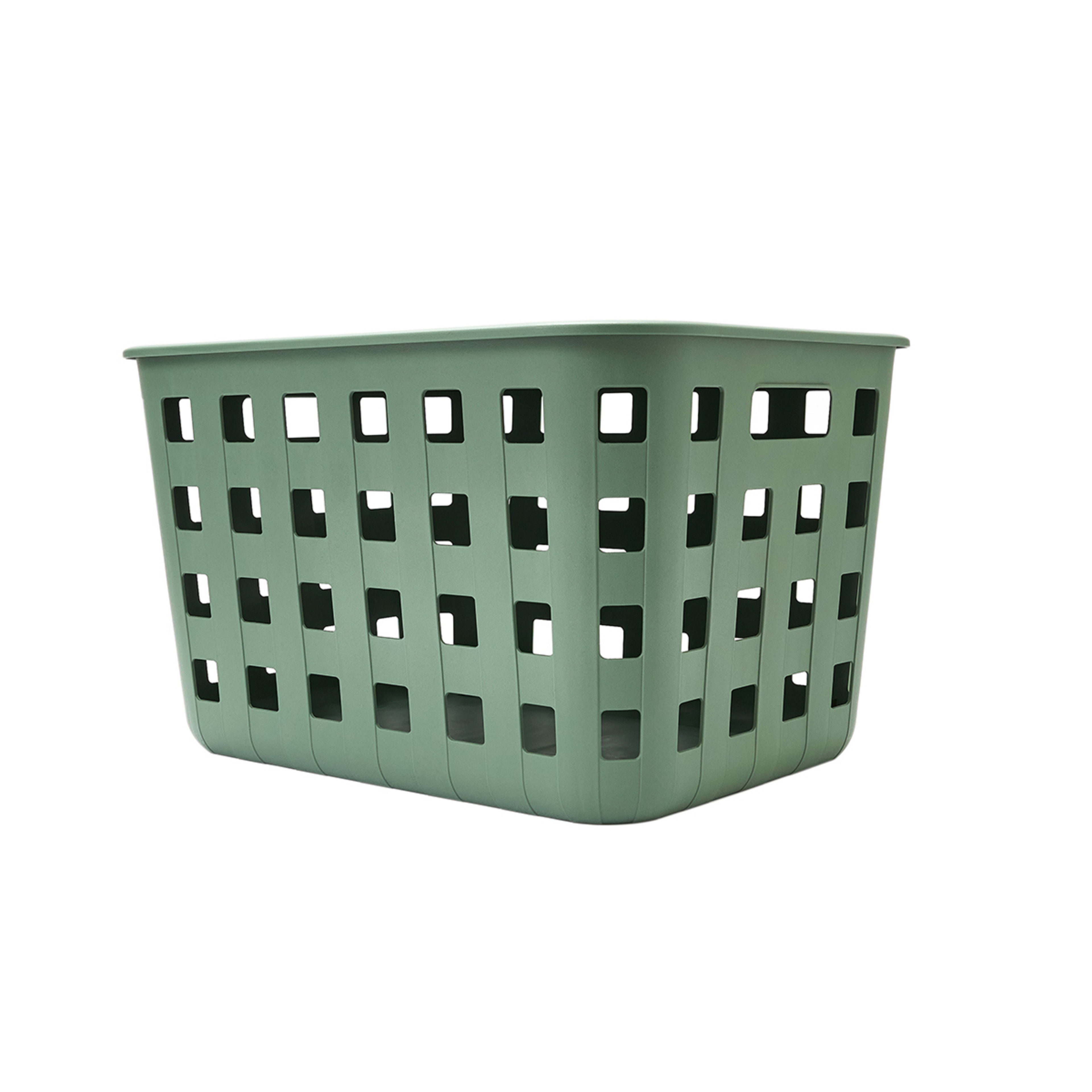1 45L Rectangle Trellis Basket with Lid - Green, 1 of 8