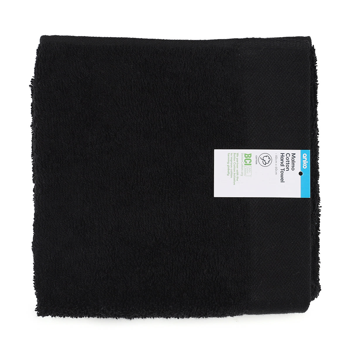 Malmo Cotton Hand Towel Black Kmart NZ