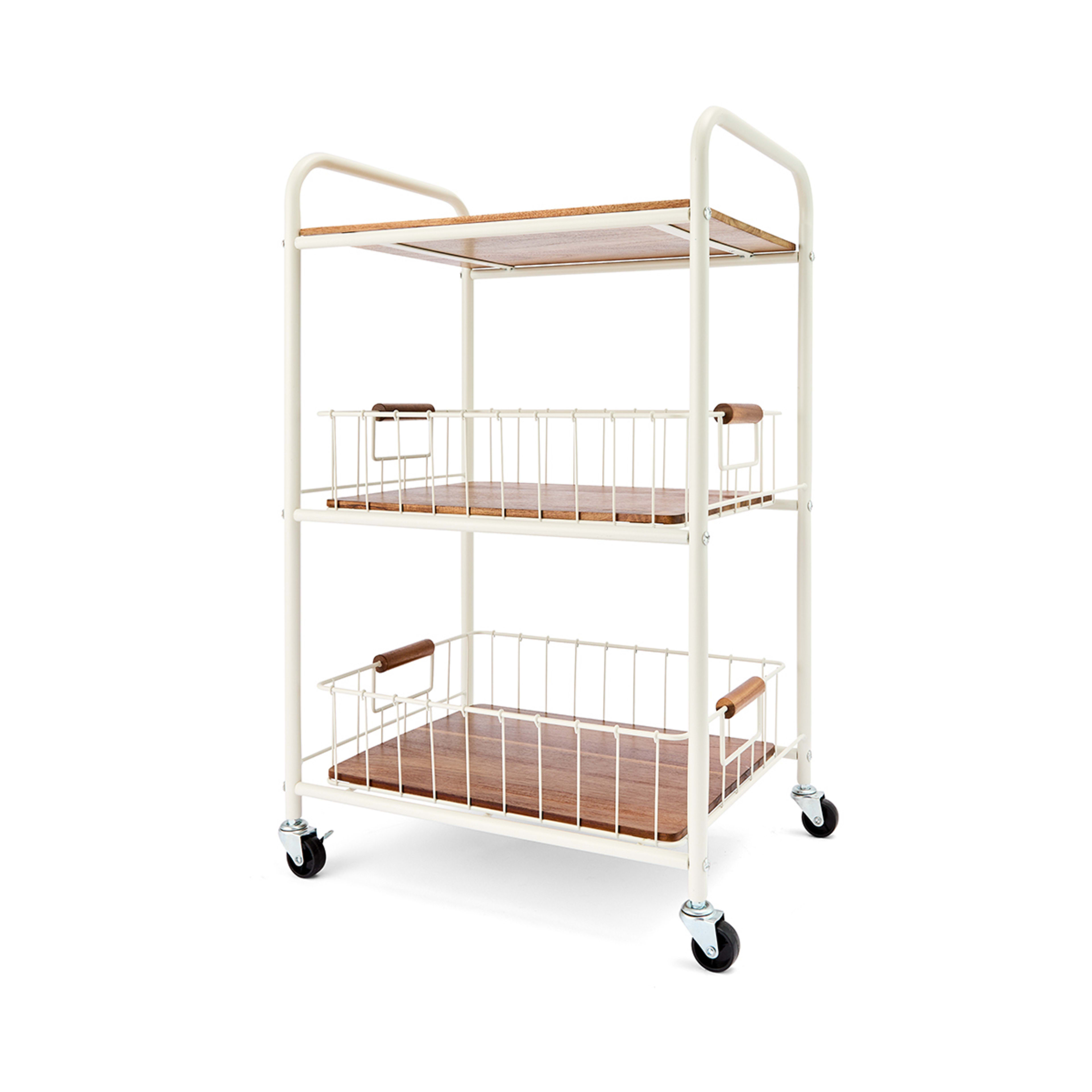 2 Off White and Acacia Trolley, 2 of 7