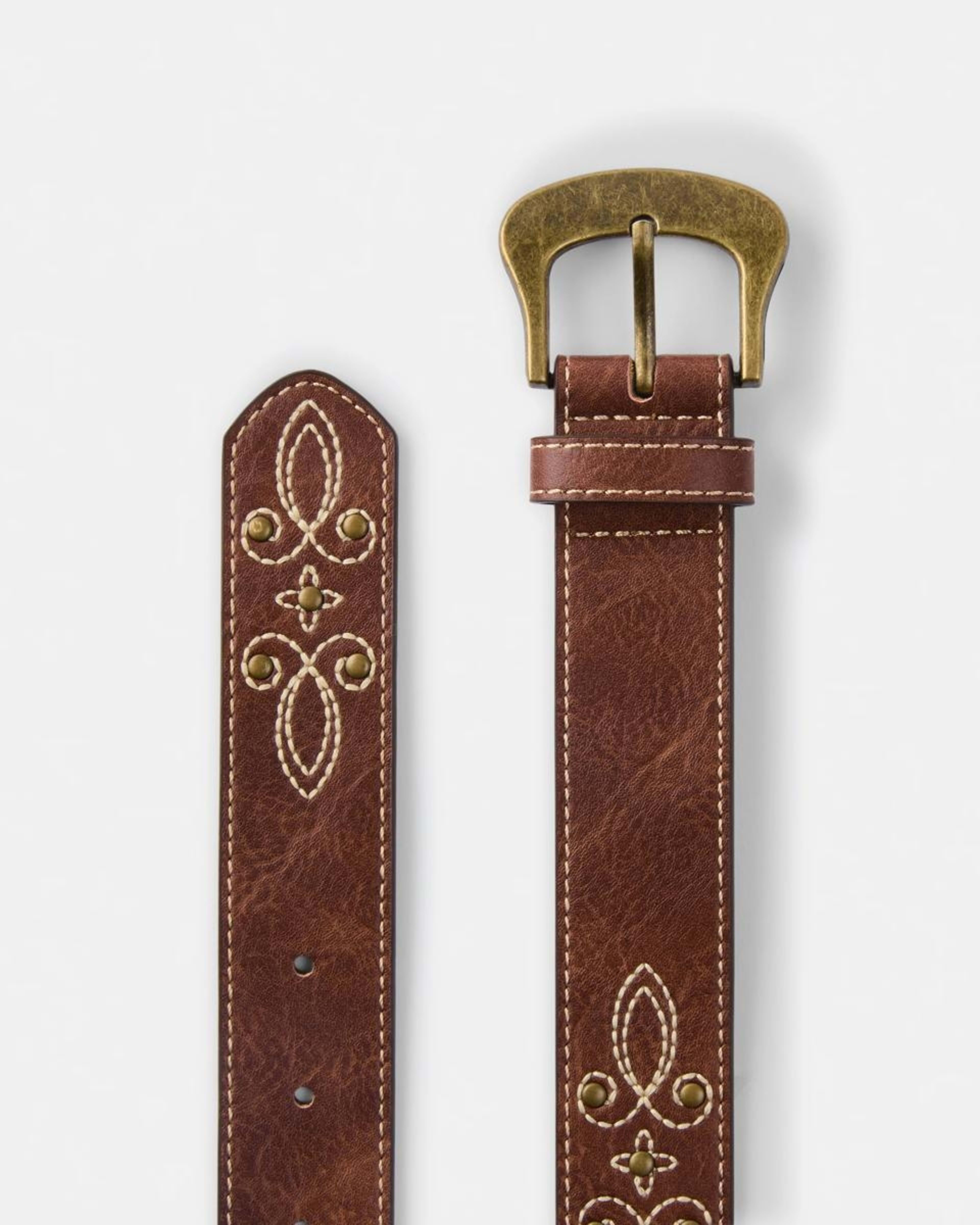 2 Embroidered Jean Belt Warm Umber, 2 of 2