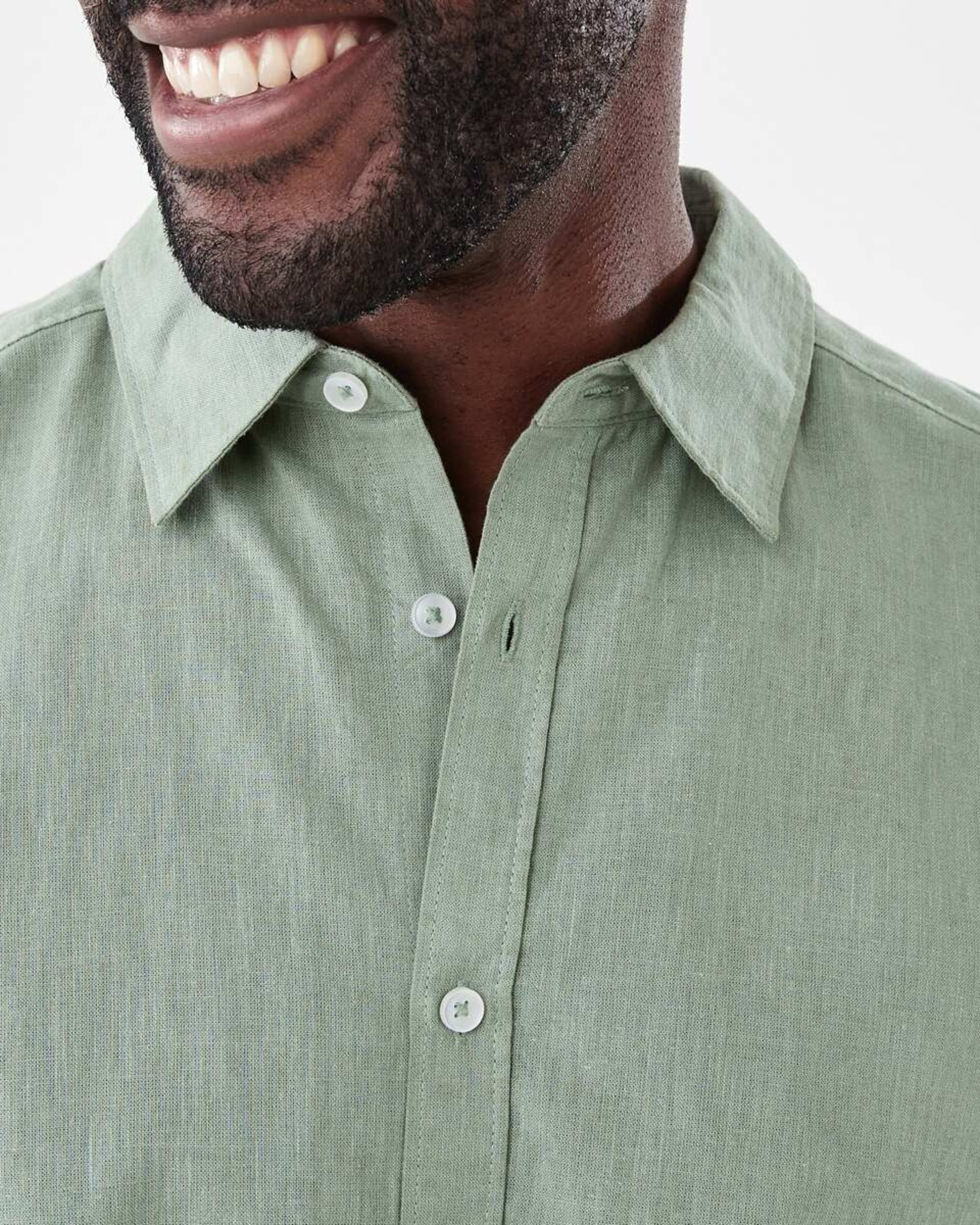 5 Short Sleeve Cotton Linen Shirt LILY PAD, 5 of 5